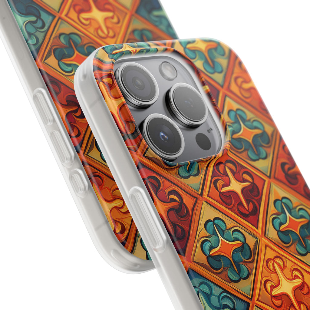 Vintage Tile Pattern Phone Case — Retro Moroccan Geometric Flexi Case