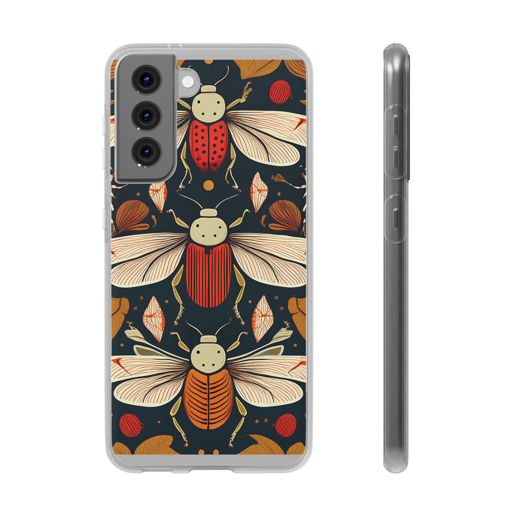Bug Pattern Phone Case — Vintage Floral Firefly Design