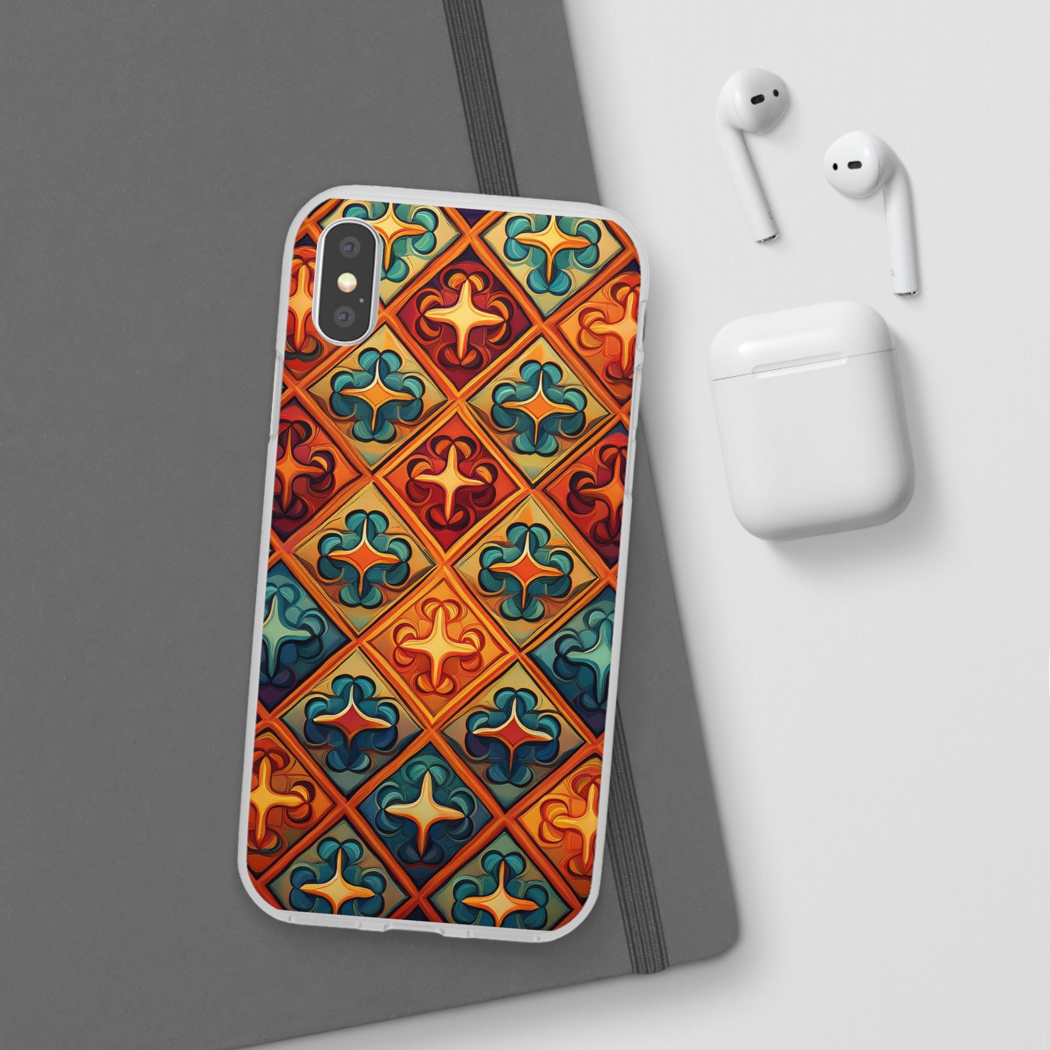 Vintage Tile Pattern Phone Case — Retro Moroccan Geometric Flexi Case