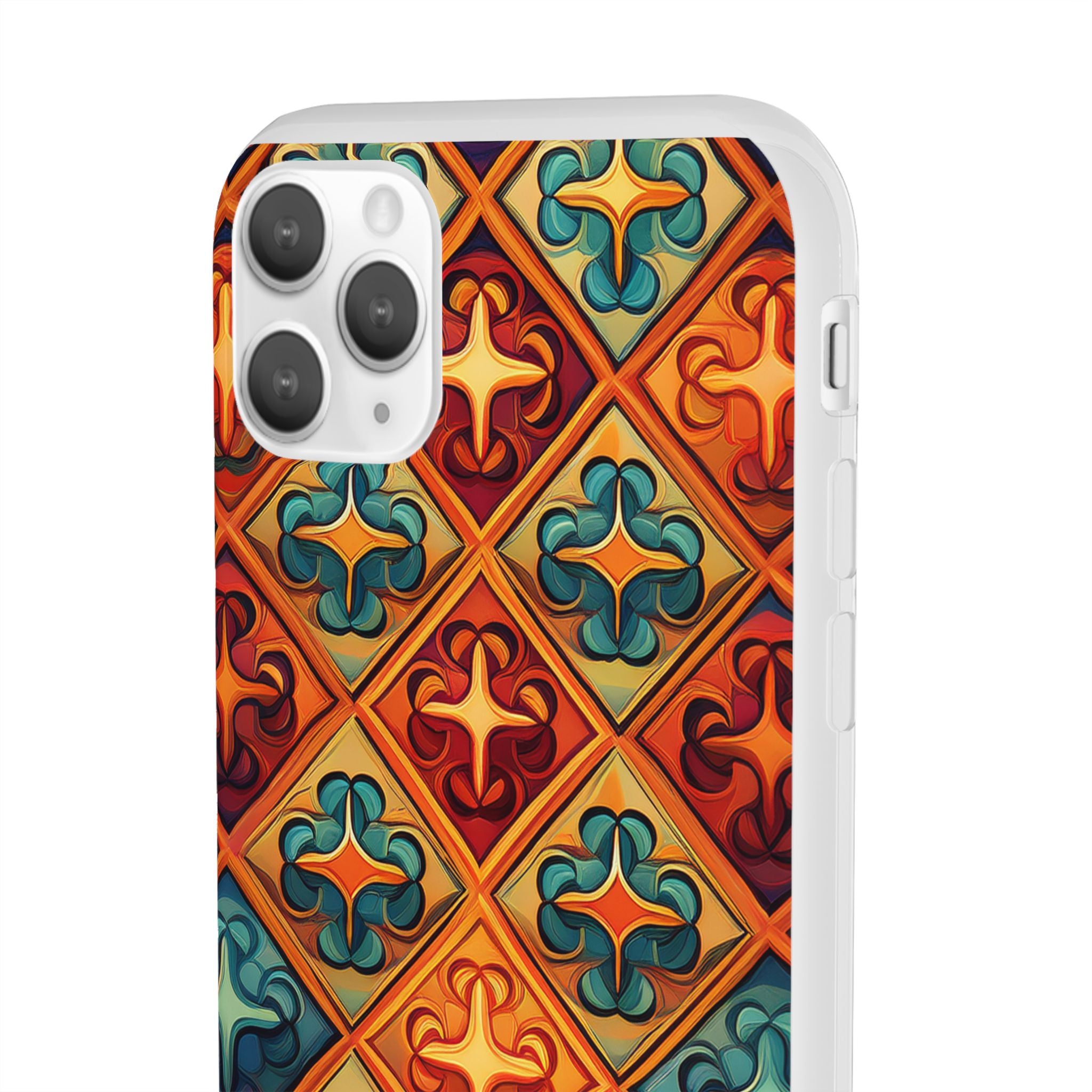 Vintage Tile Pattern Phone Case — Retro Moroccan Geometric Flexi Case