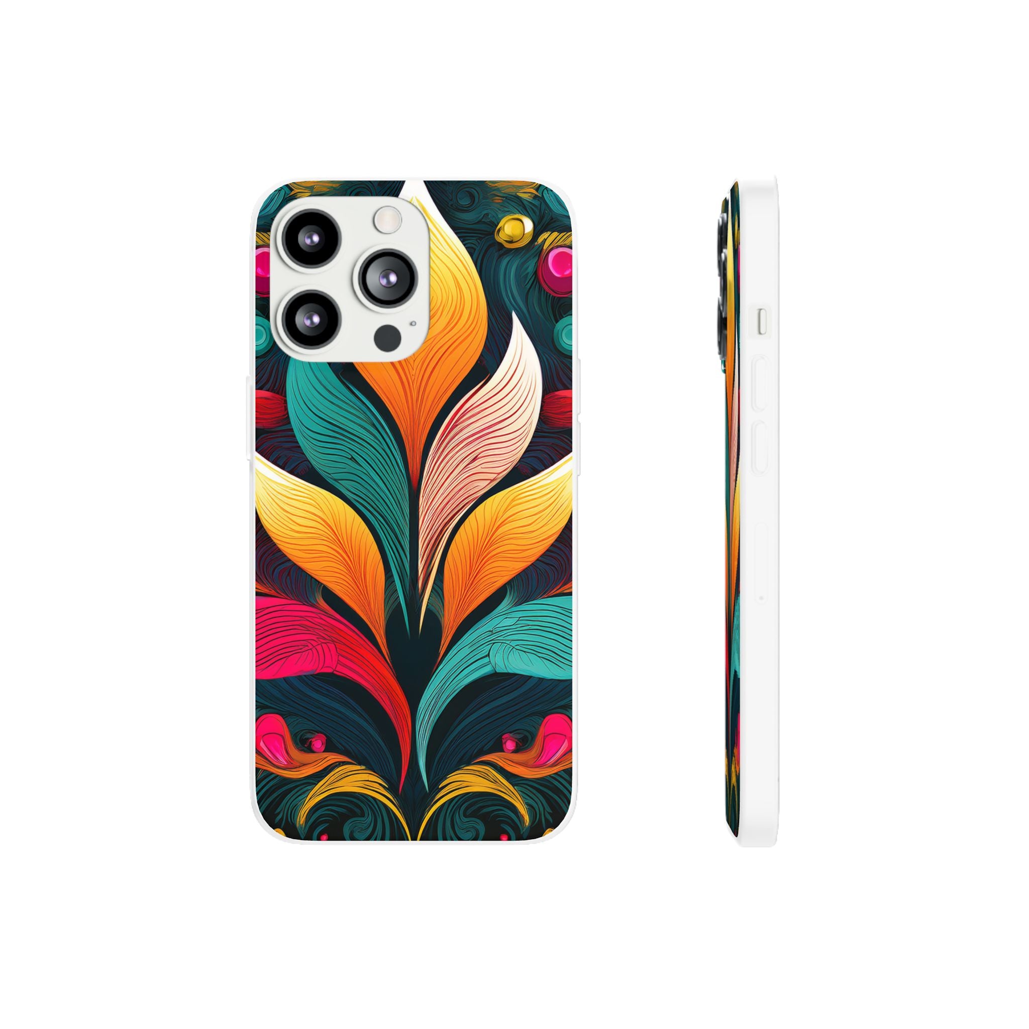 Floral Swirl Phone Case — Vibrant Boho Leaf Art Protective Cover