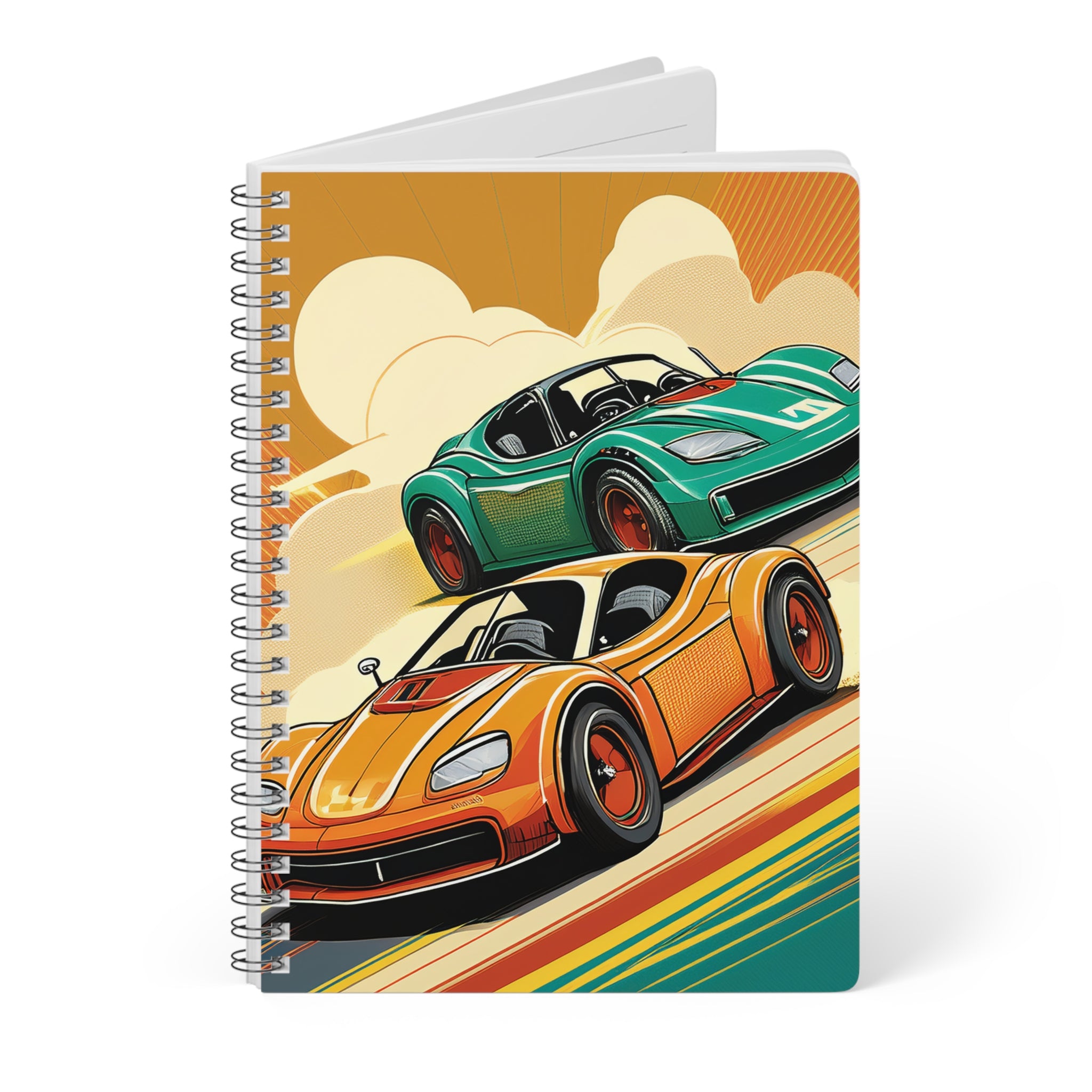 Racecar A5 Wirobound Notebook – Retro Sports Cars Spiral Journal