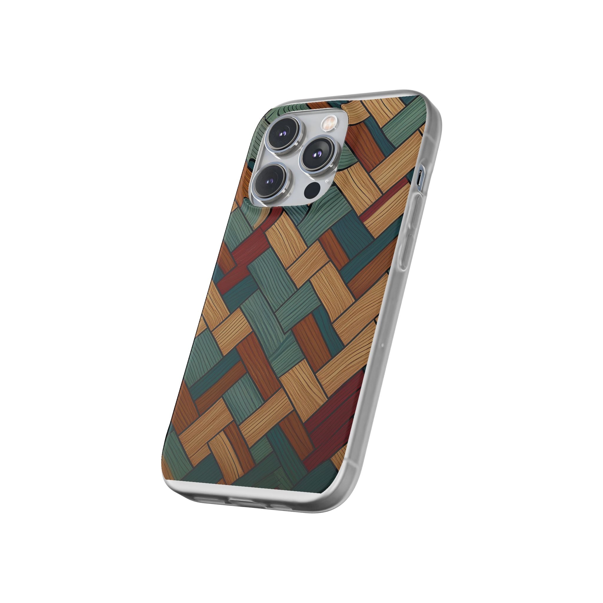 Woven Wood Pattern Phone Case — Rustic Geometric iPhone Flexi Case