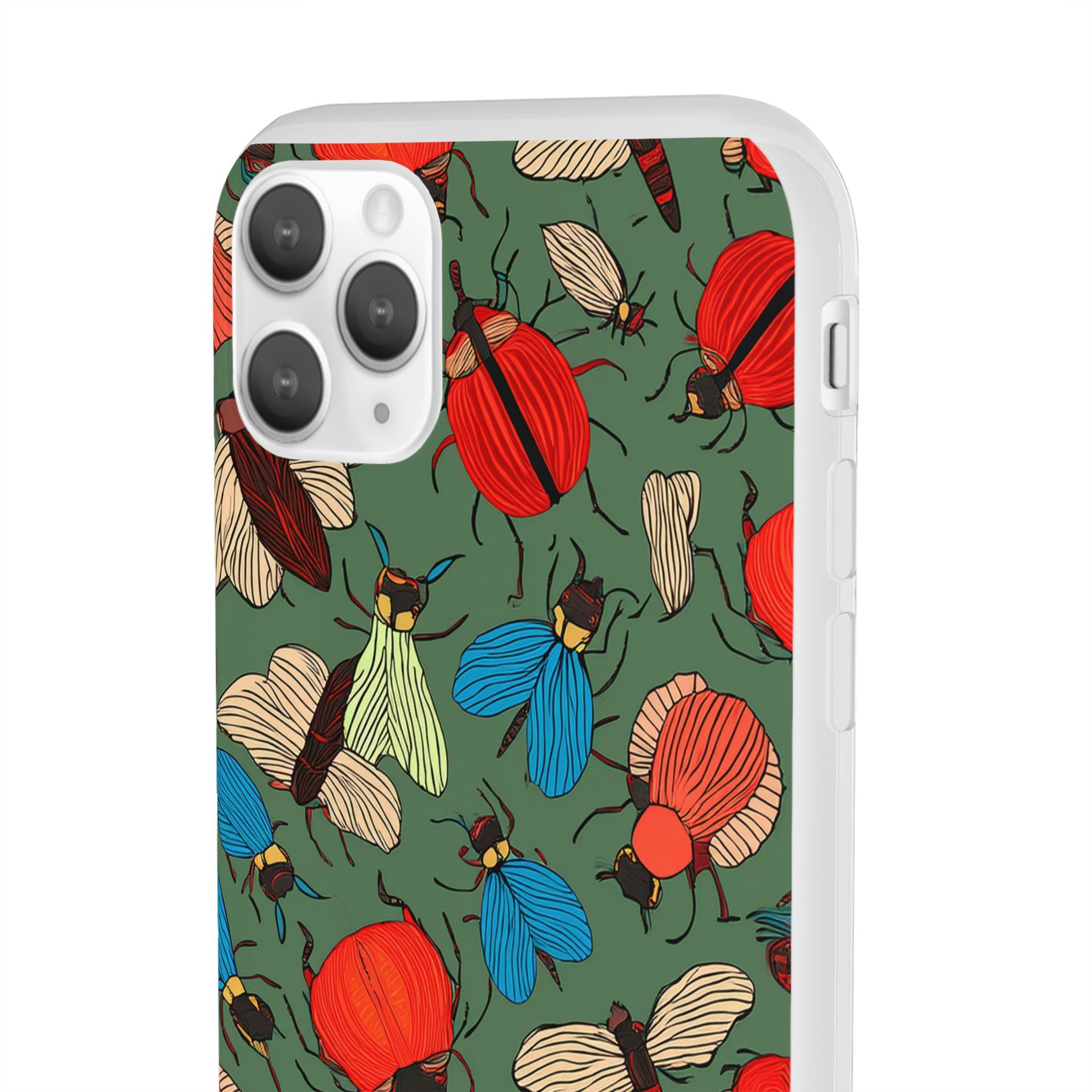 Bug Pattern Phone Case — Colorful Beetles & Flies Design