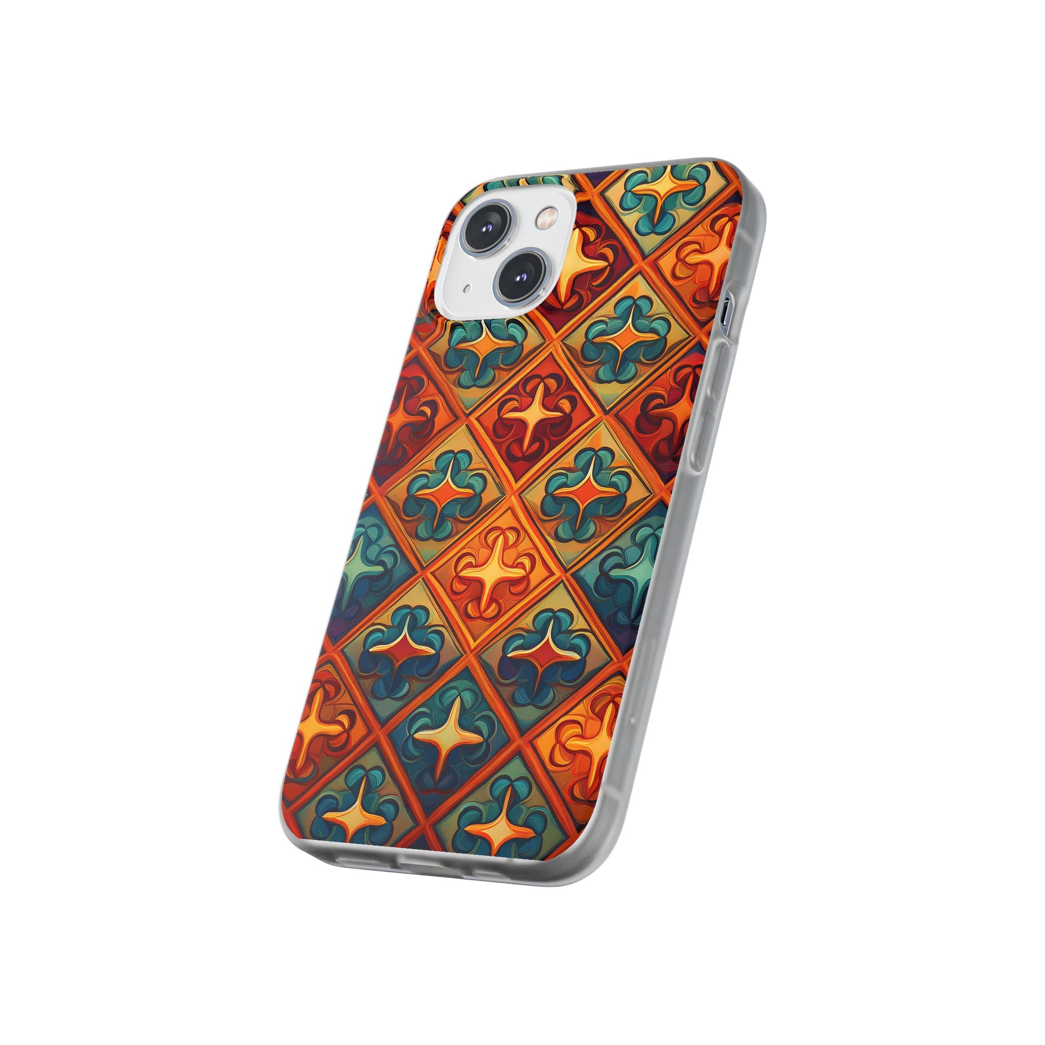Vintage Tile Pattern Phone Case — Retro Moroccan Geometric Flexi Case