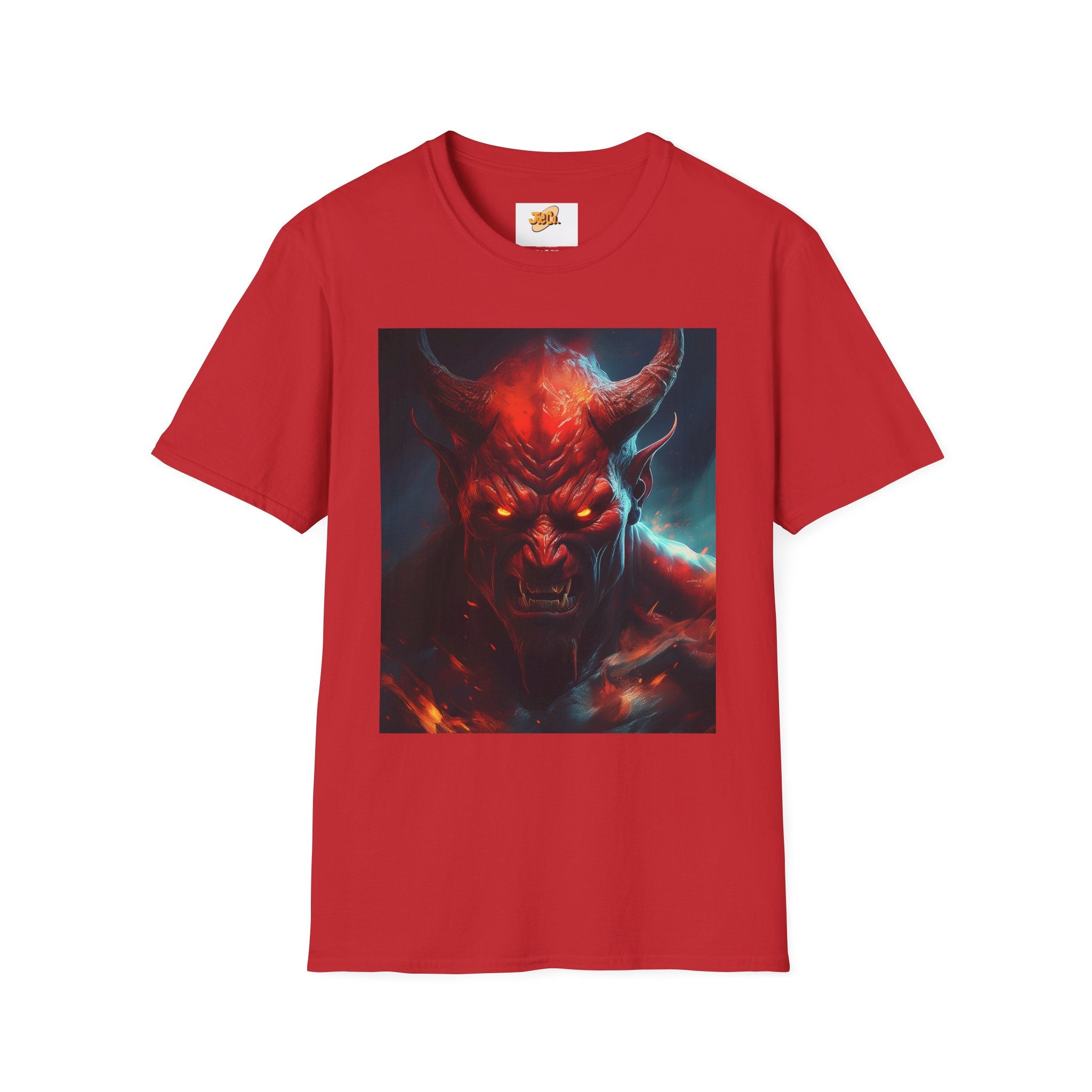Demon Skull T-Shirt — Fiery Horned Demon Graphic Tee