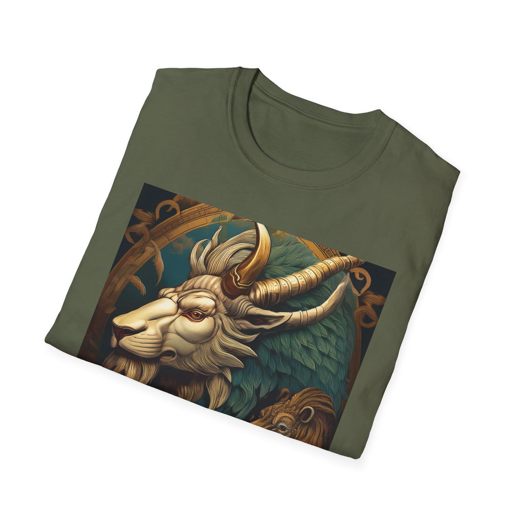 Mythical Beast Art T-Shirt — Majestic Ram & Goat Fantasy Illustration