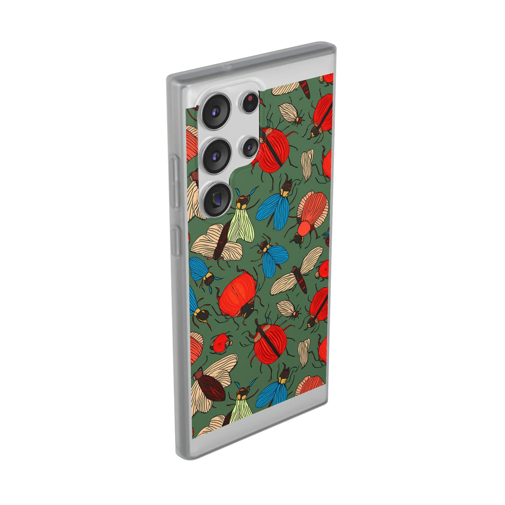 Bug Pattern Phone Case — Colorful Beetles & Flies Design