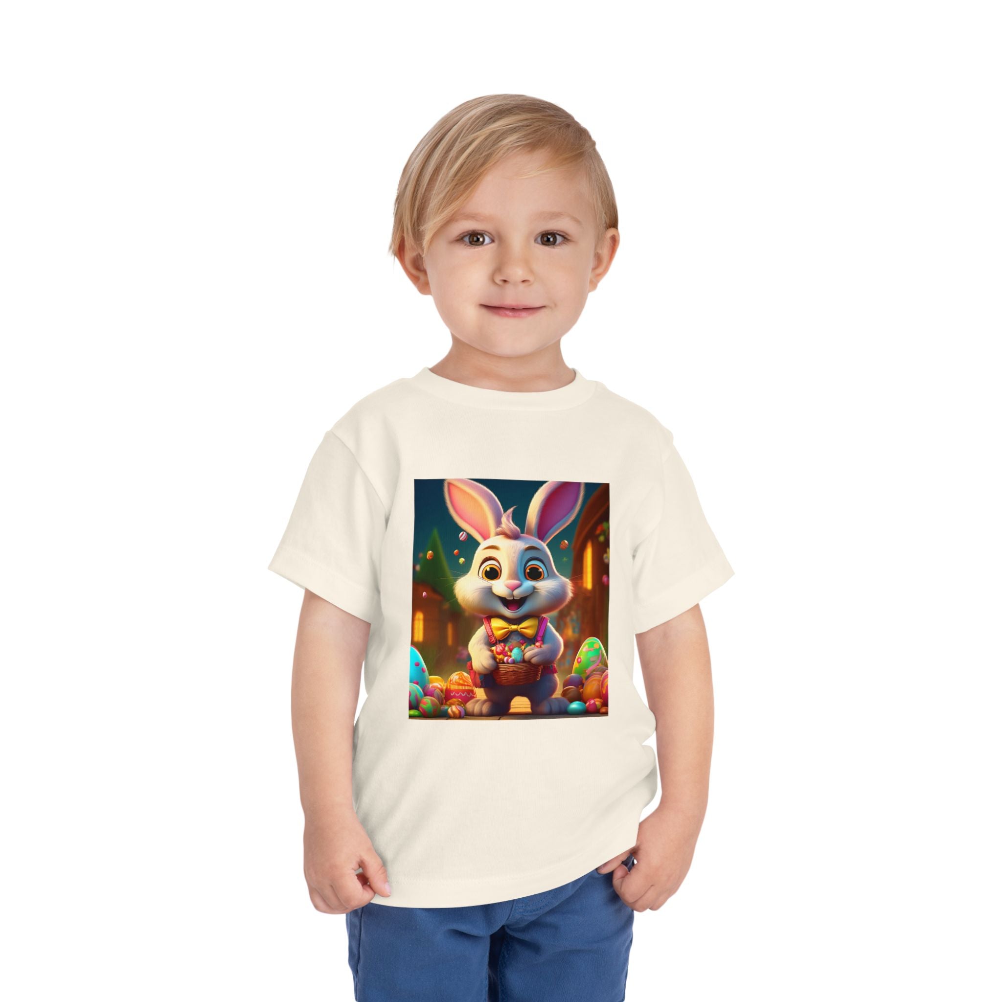 Easter Bunny Toddler Tee — Cute Bunny with Eggs Graphic Shirt