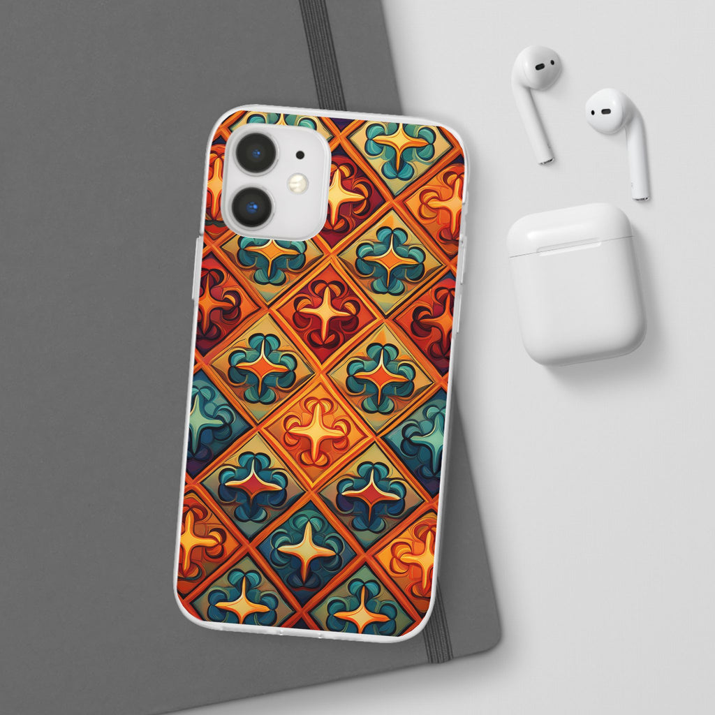 Vintage Tile Pattern Phone Case — Retro Moroccan Geometric Flexi Case