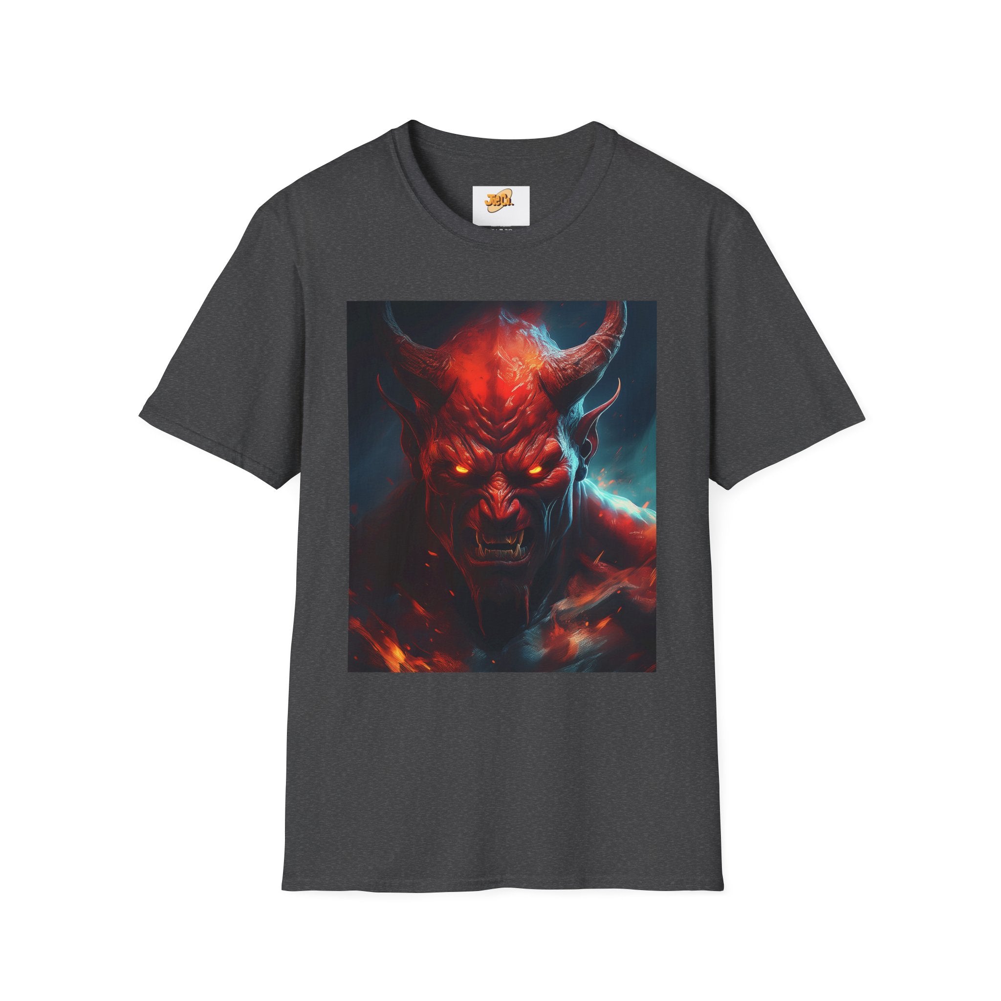 Demon Skull T-Shirt — Fiery Horned Demon Graphic Tee