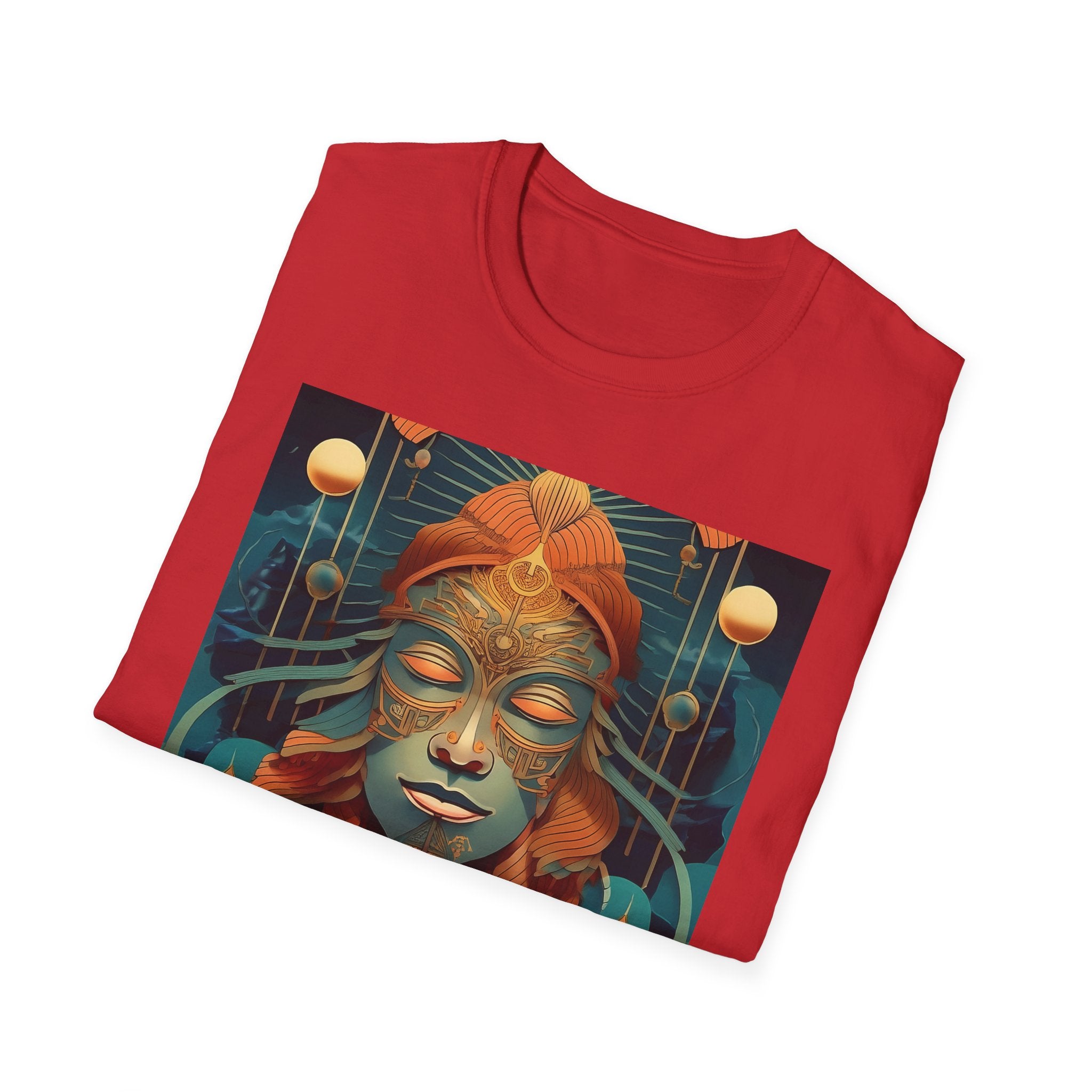 Meditative Goddess T-Shirt — Tranquil Floral Face Art Tee