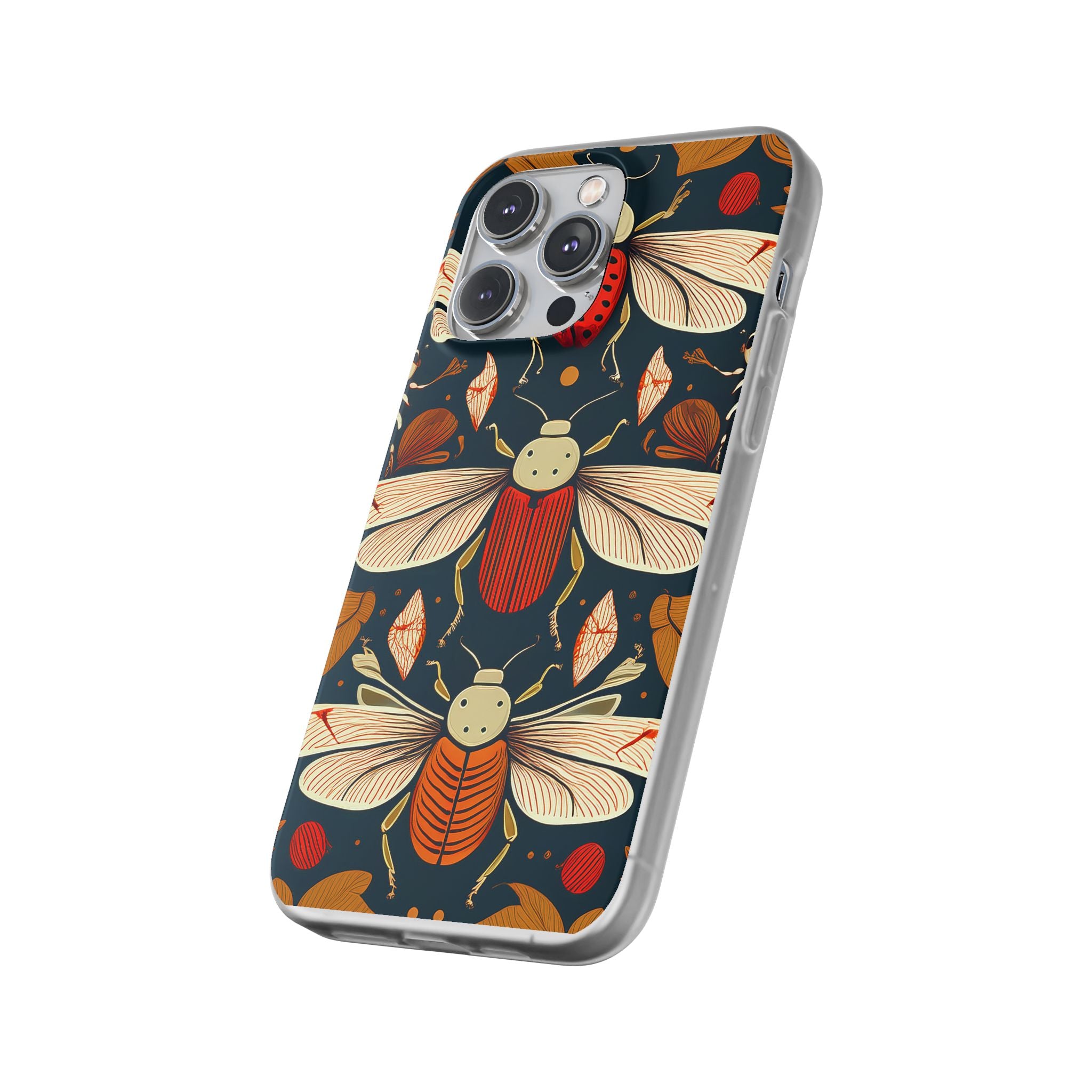 Bug Pattern Phone Case — Vintage Floral Firefly Design