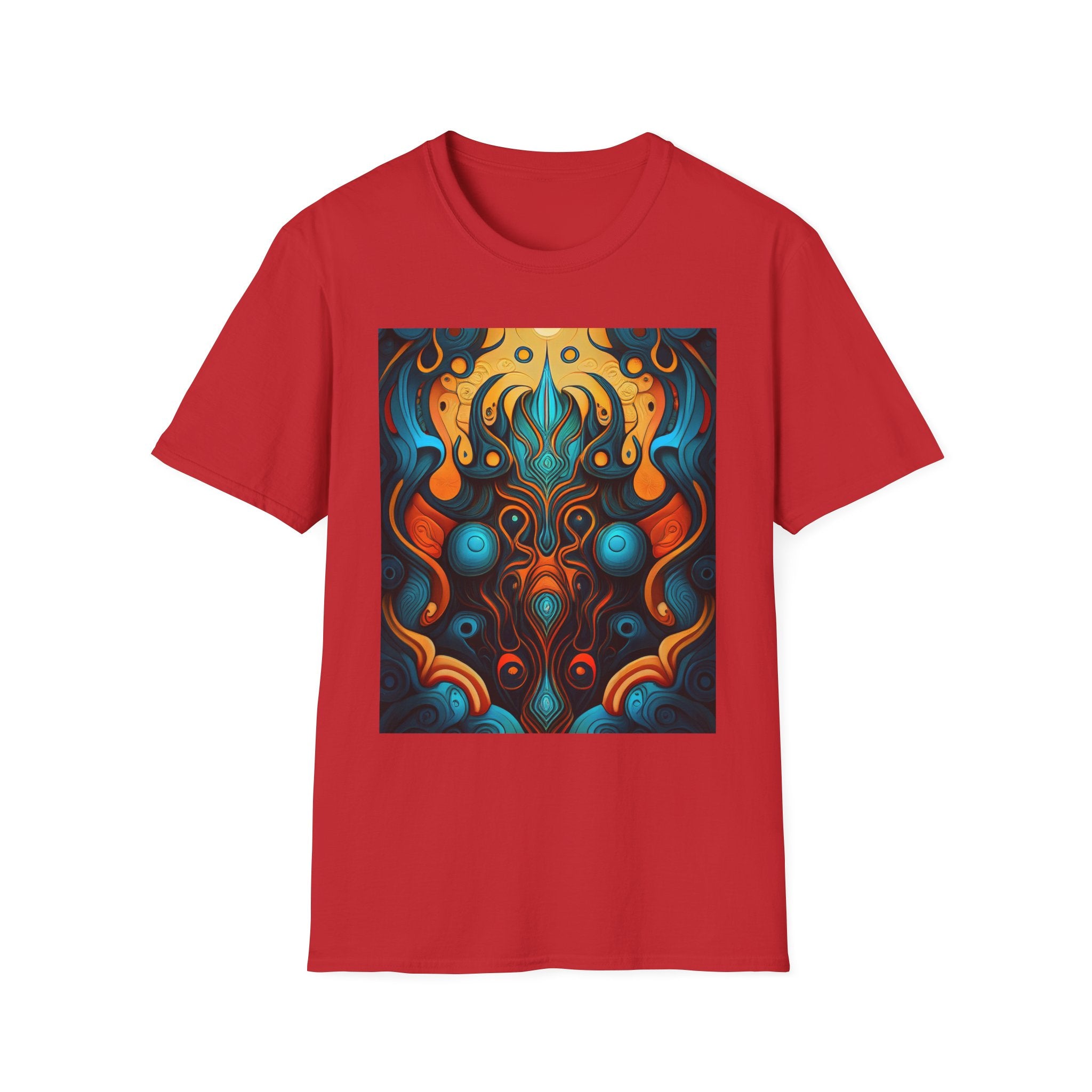 Psychedelic Abstract Mask T-Shirt — Vibrant Tribal Floral Art Tee