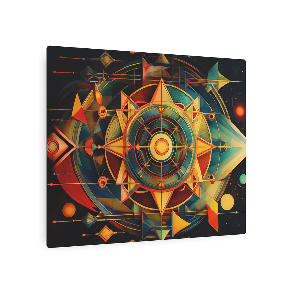 Geometric Compass Metal Art Sign — Abstract Nautical Wall Decor
