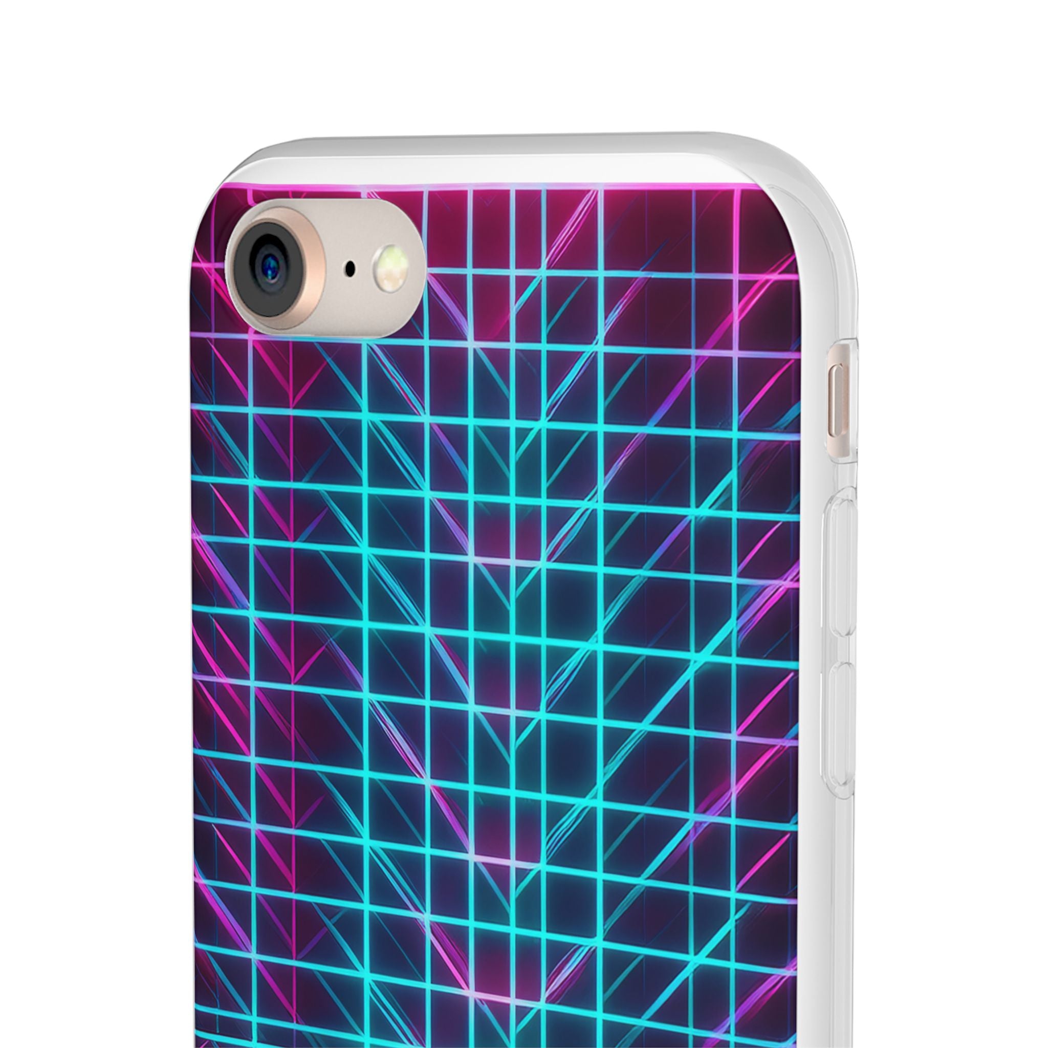 Retro Neon Grid Phone Case – 80s Vaporwave Geometric iPhone Cover