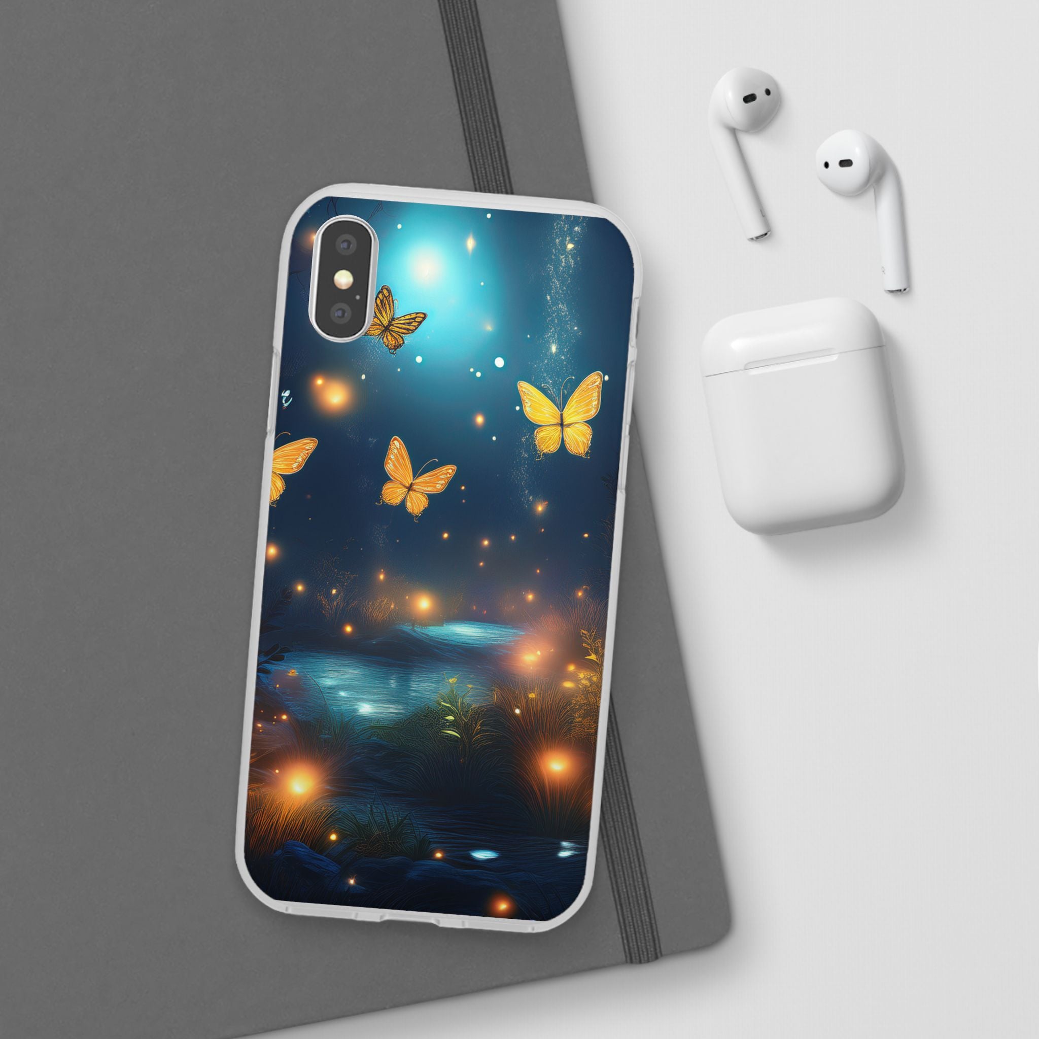 Butterfly Night Sky Phone Case – Glowing Firefly Fantasy for iPhone