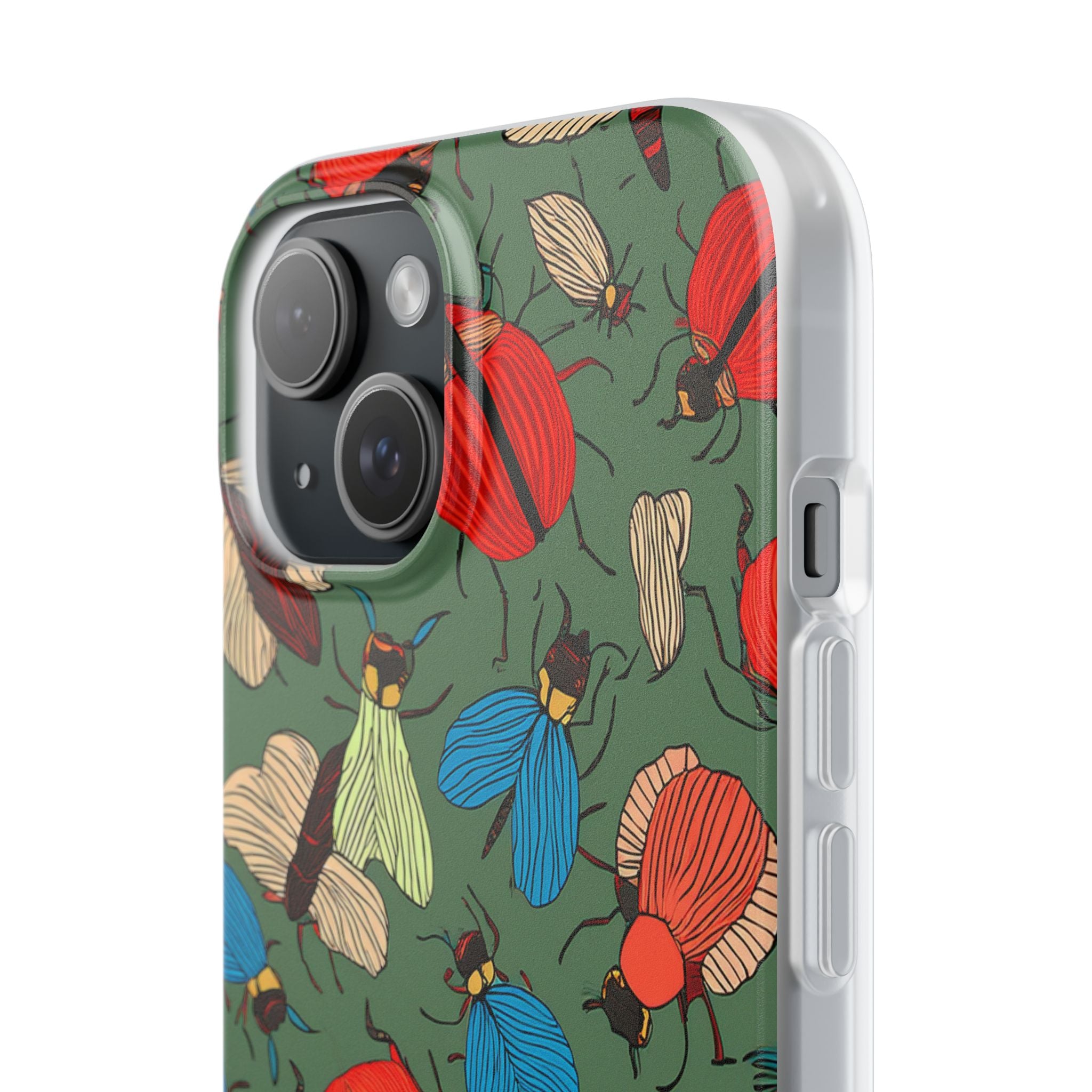 Bug Pattern Phone Case — Colorful Beetles & Flies Design
