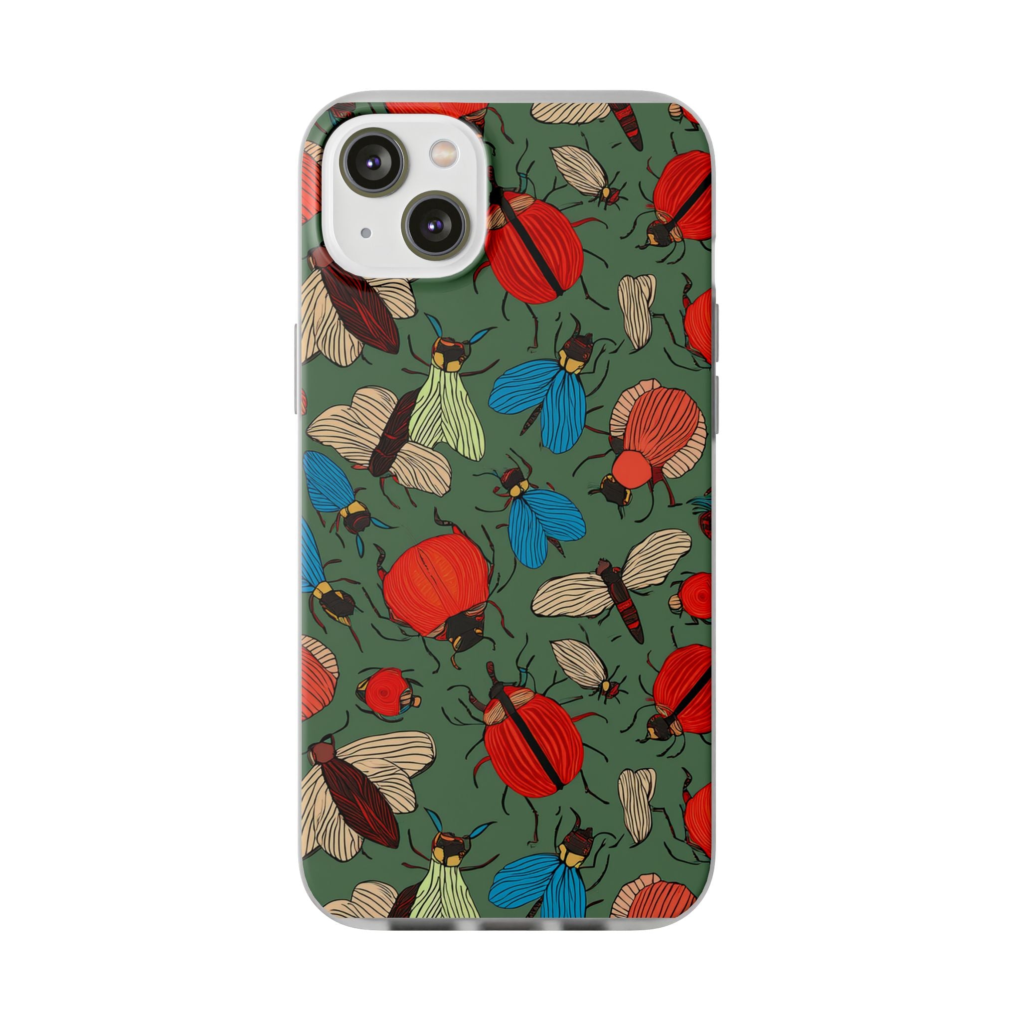 Bug Pattern Phone Case — Colorful Beetles & Flies Design