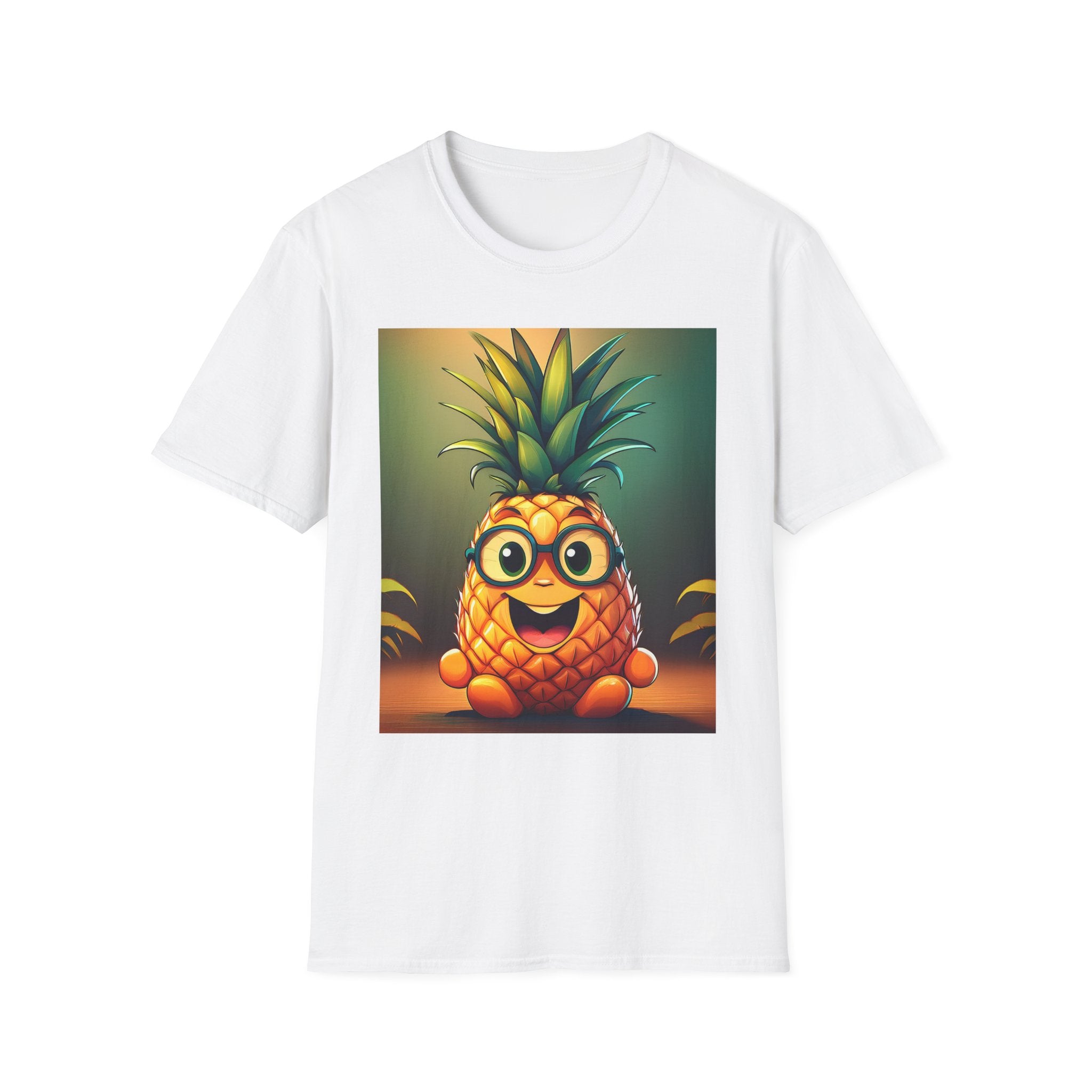 Pineapple Cartoon T-Shirt — Cute Smiling Pineapple with Glasses Tee