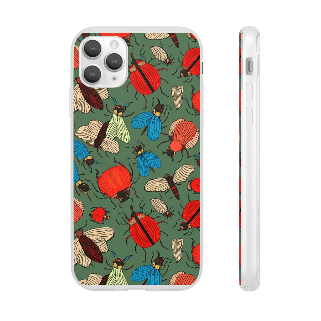 Bug Pattern Phone Case — Colorful Beetles & Flies Design