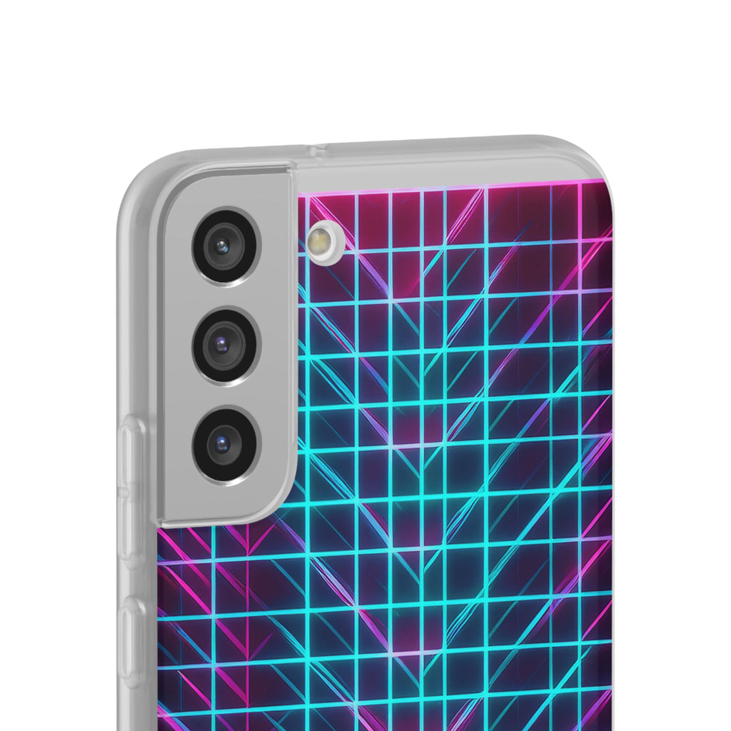 Retro Neon Grid Phone Case – 80s Vaporwave Geometric iPhone Cover