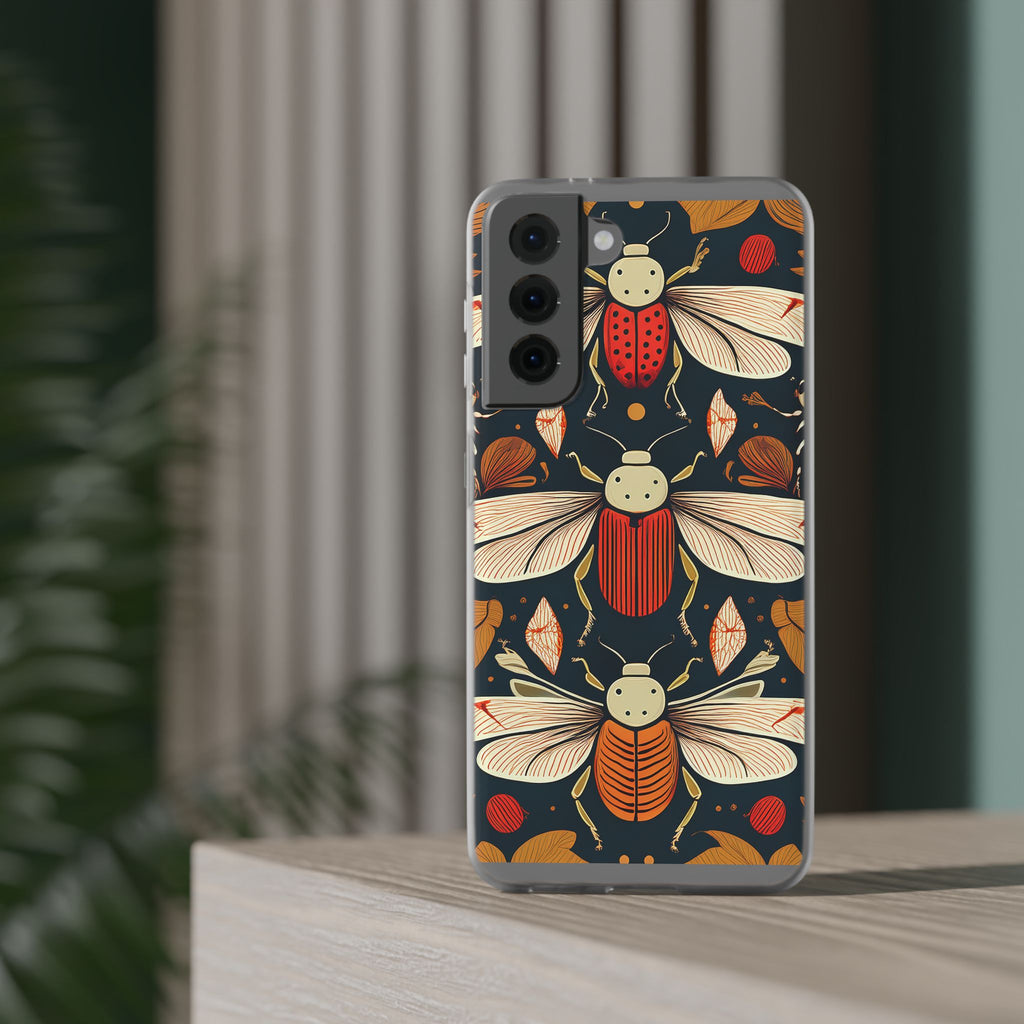 Bug Pattern Phone Case — Vintage Floral Firefly Design