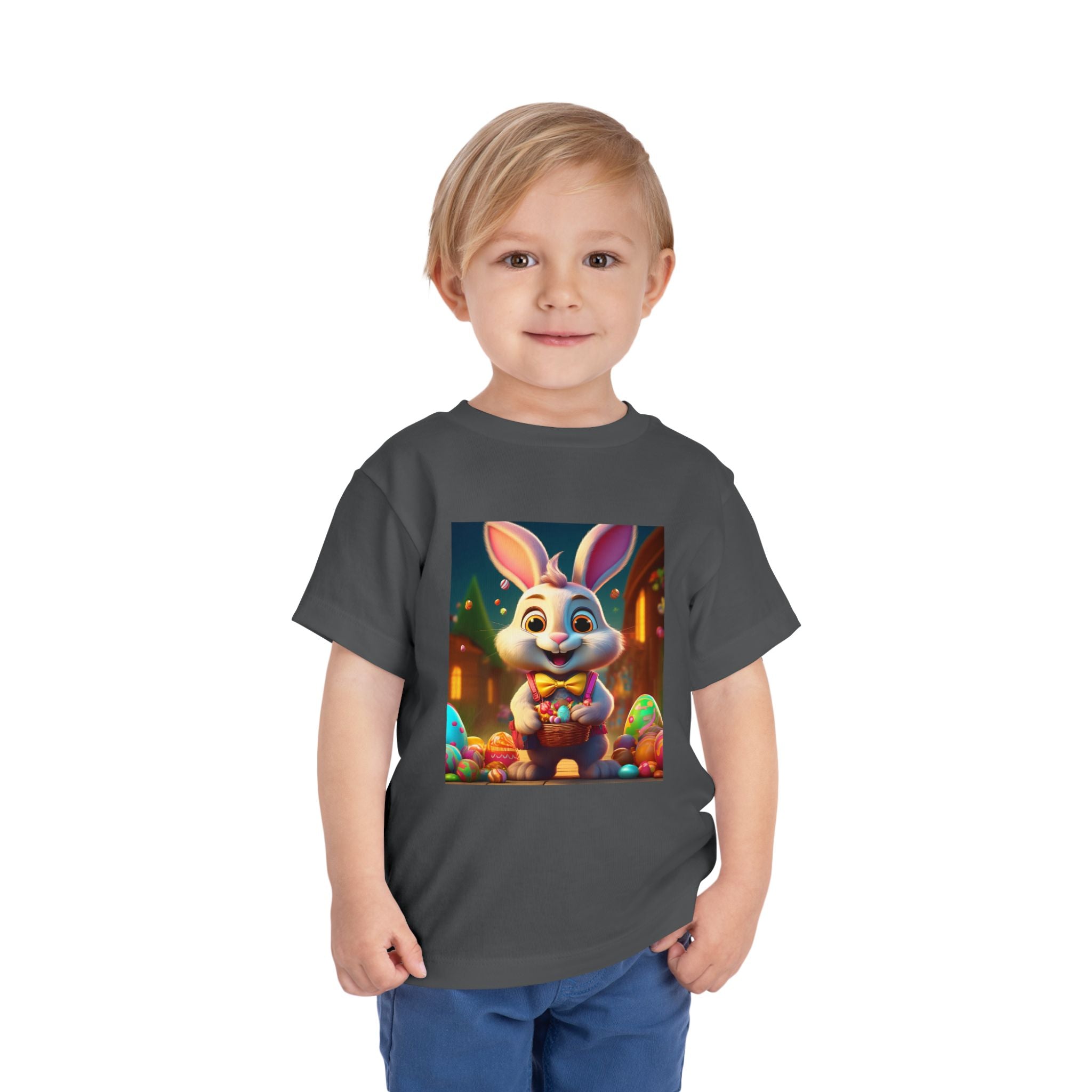 Easter Bunny Toddler Tee — Cute Bunny with Eggs Graphic Shirt