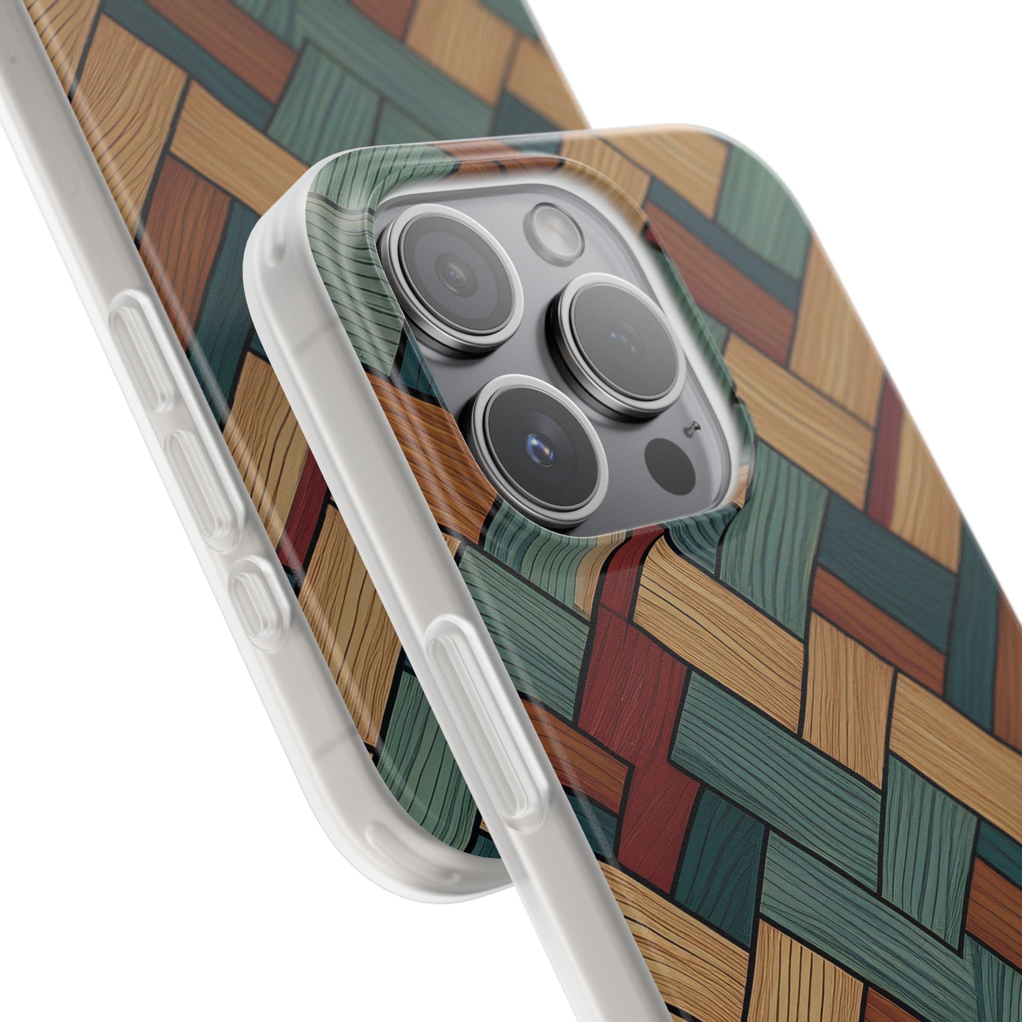 Woven Wood Pattern Phone Case — Rustic Geometric iPhone Flexi Case