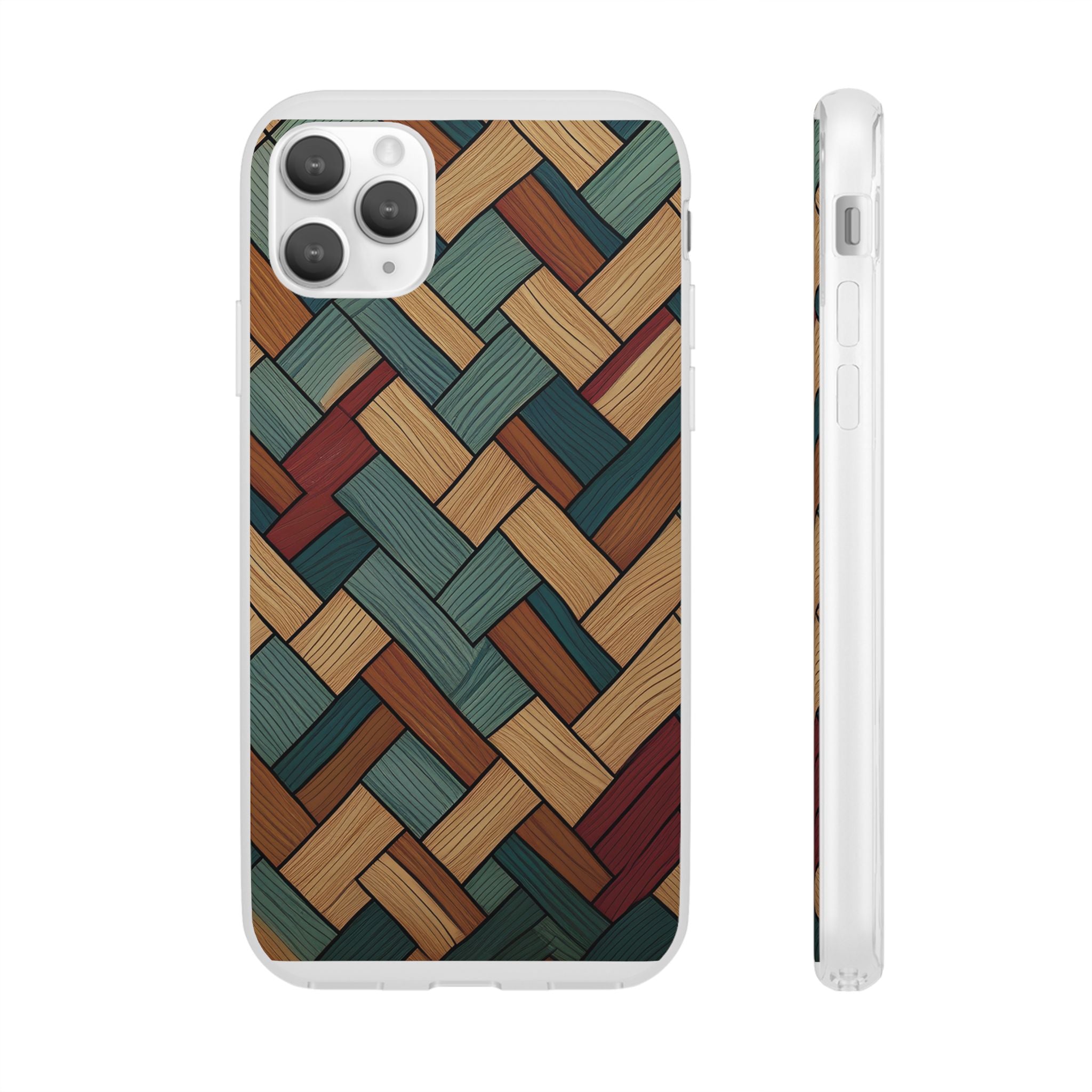 Woven Wood Pattern Phone Case — Rustic Geometric iPhone Flexi Case