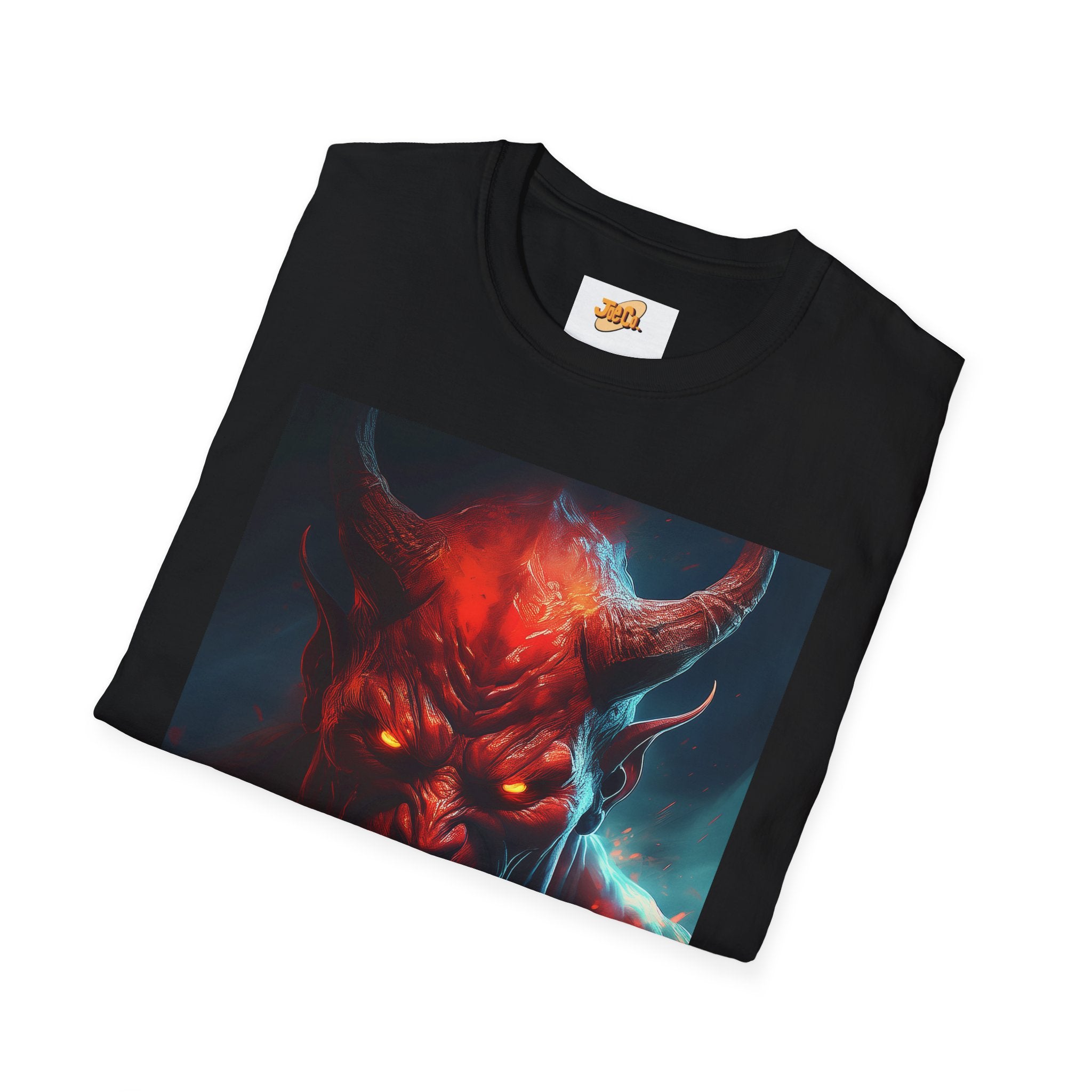 Demon Skull T-Shirt — Fiery Horned Demon Graphic Tee