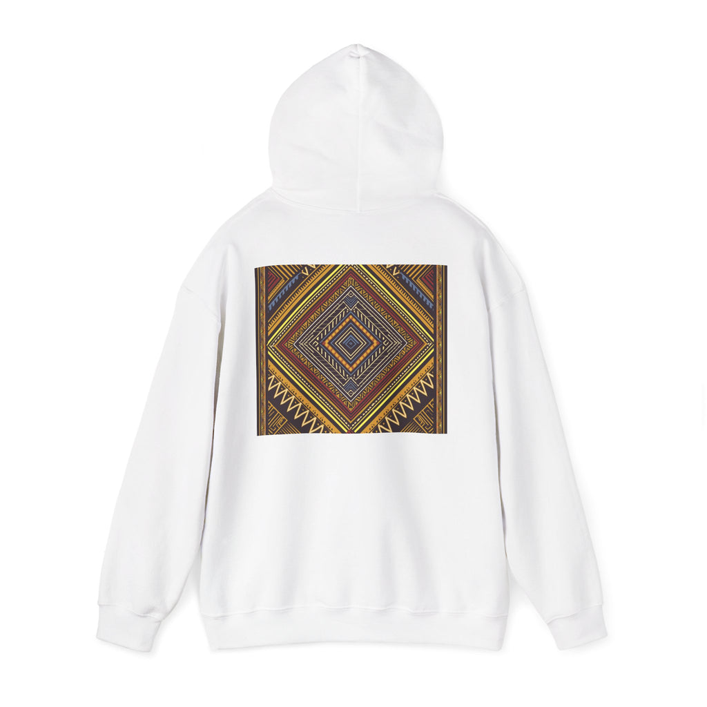 Boho Geometric Diamond Hoodie – Earthy Tribal Pattern Pullover