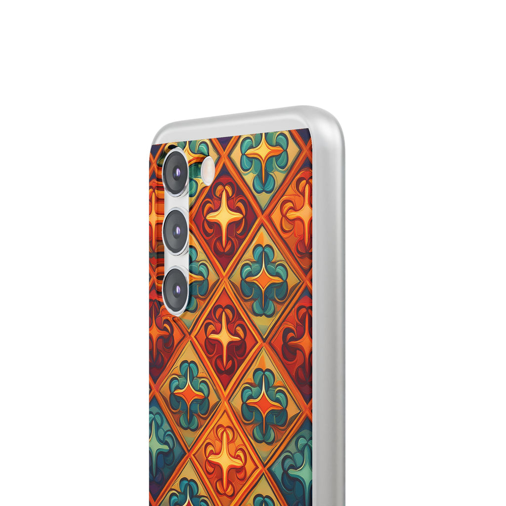 Vintage Tile Pattern Phone Case — Retro Moroccan Geometric Flexi Case