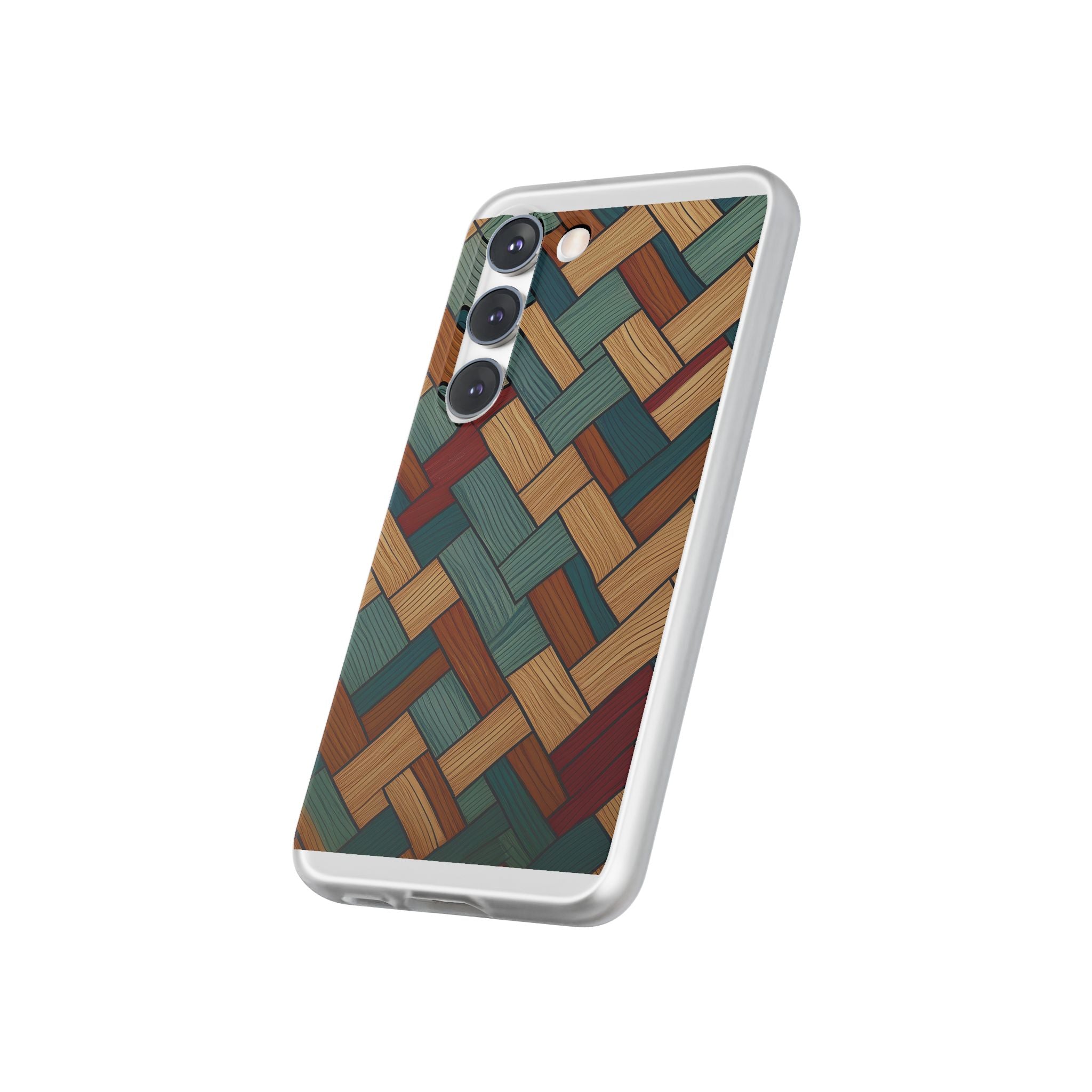 Woven Wood Pattern Phone Case — Rustic Geometric iPhone Flexi Case
