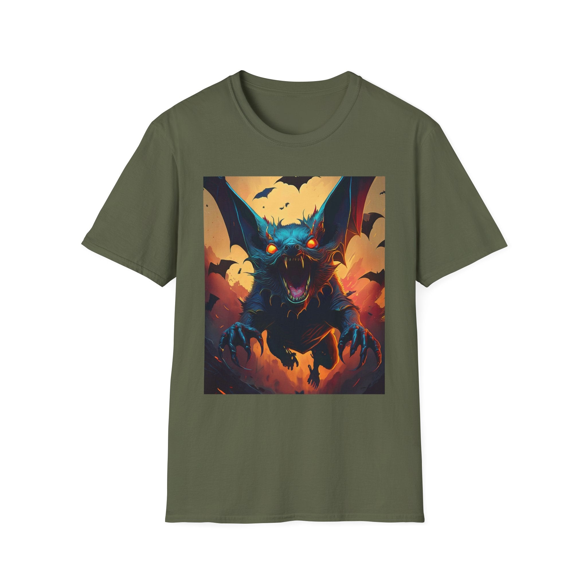 Halloween Bat Nightmare T-Shirt — Fiery Demon Bat Graphic Tee
