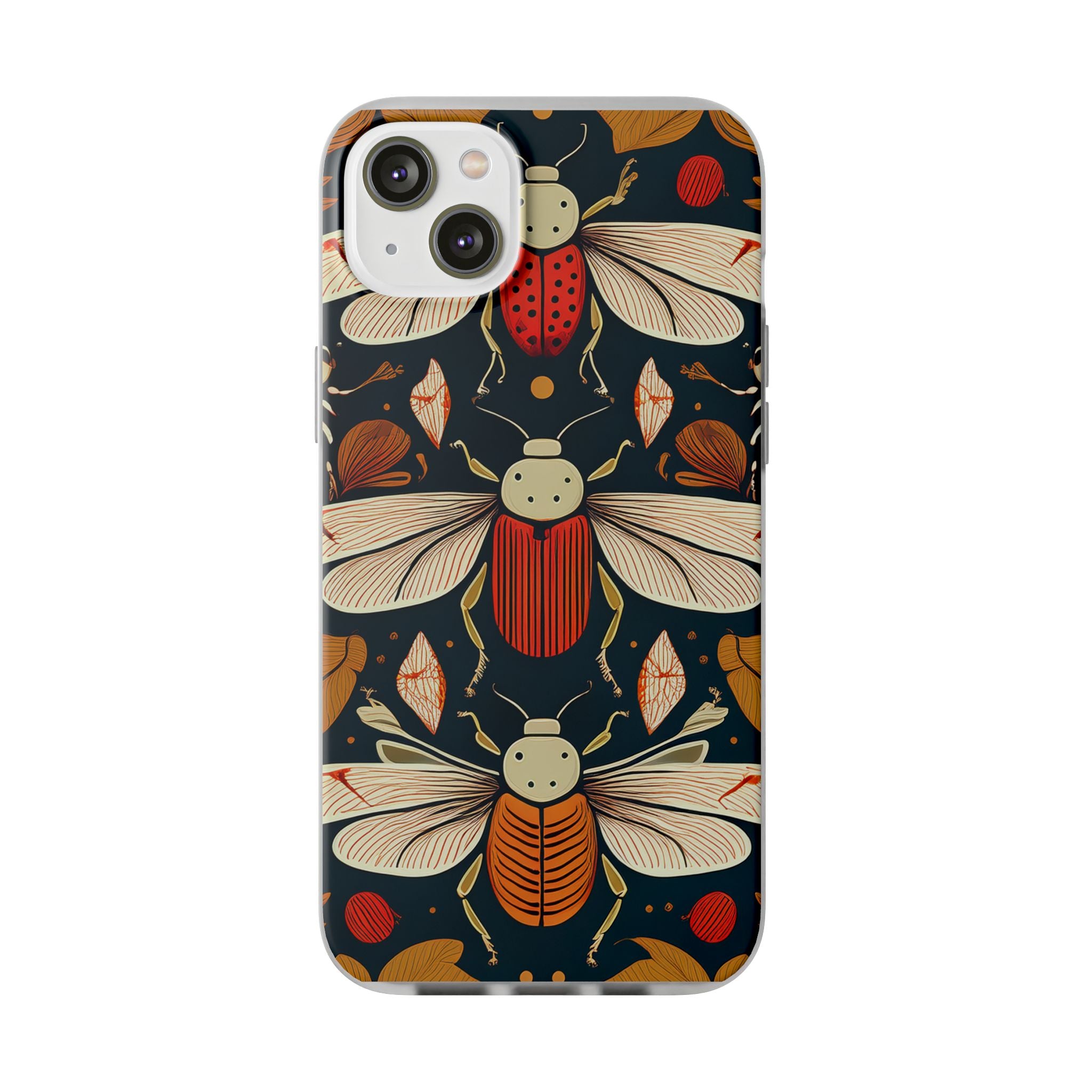 Bug Pattern Phone Case — Vintage Floral Firefly Design