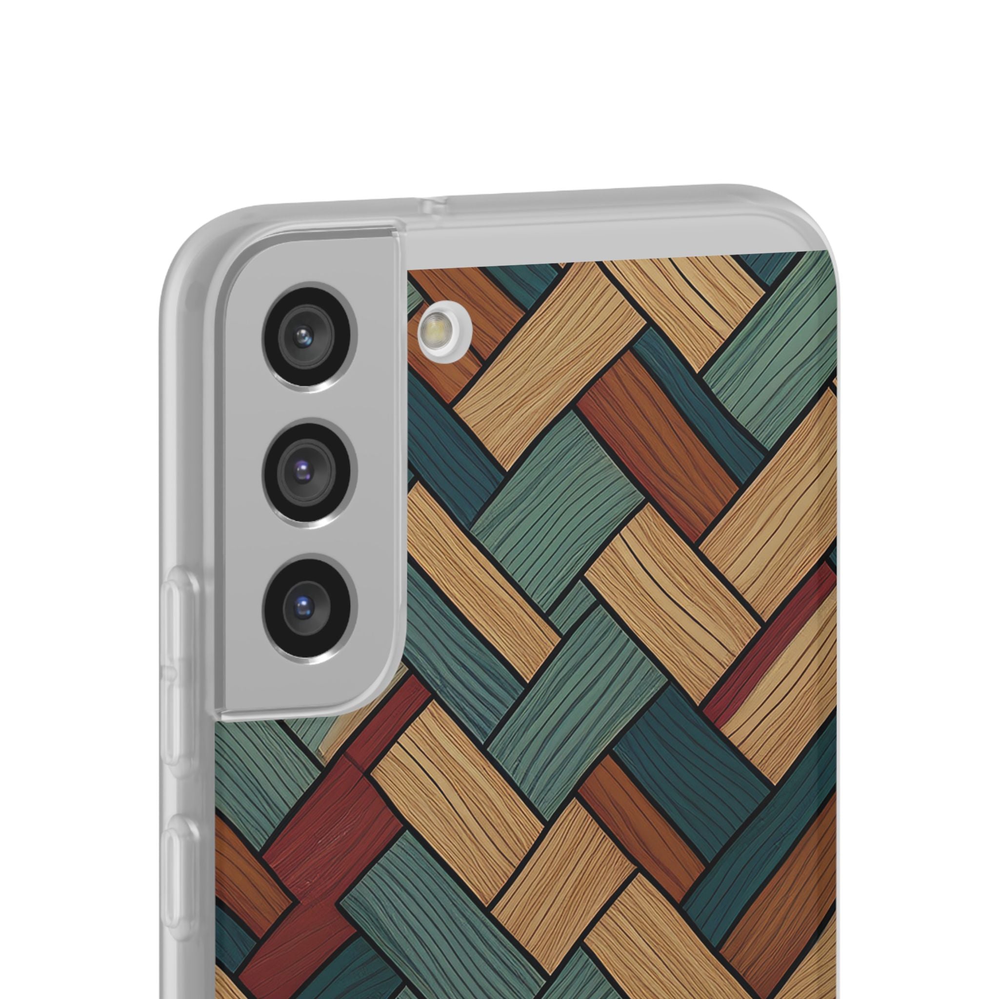 Woven Wood Pattern Phone Case — Rustic Geometric iPhone Flexi Case