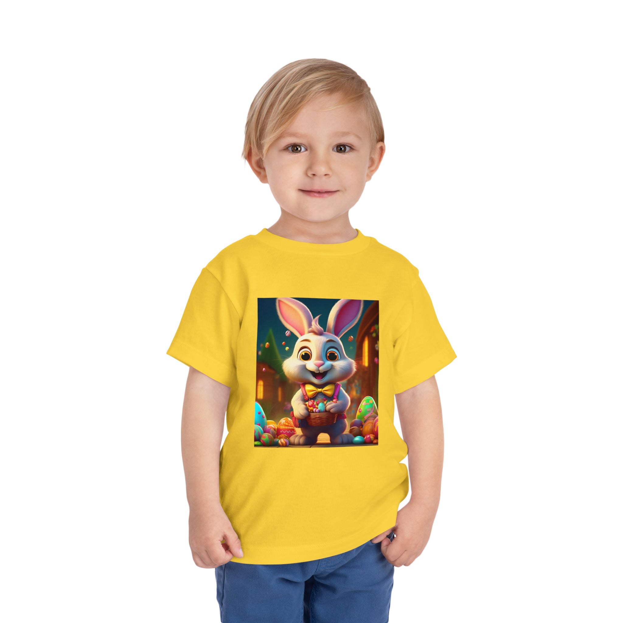 Easter Bunny Toddler Tee — Cute Bunny with Eggs Graphic Shirt