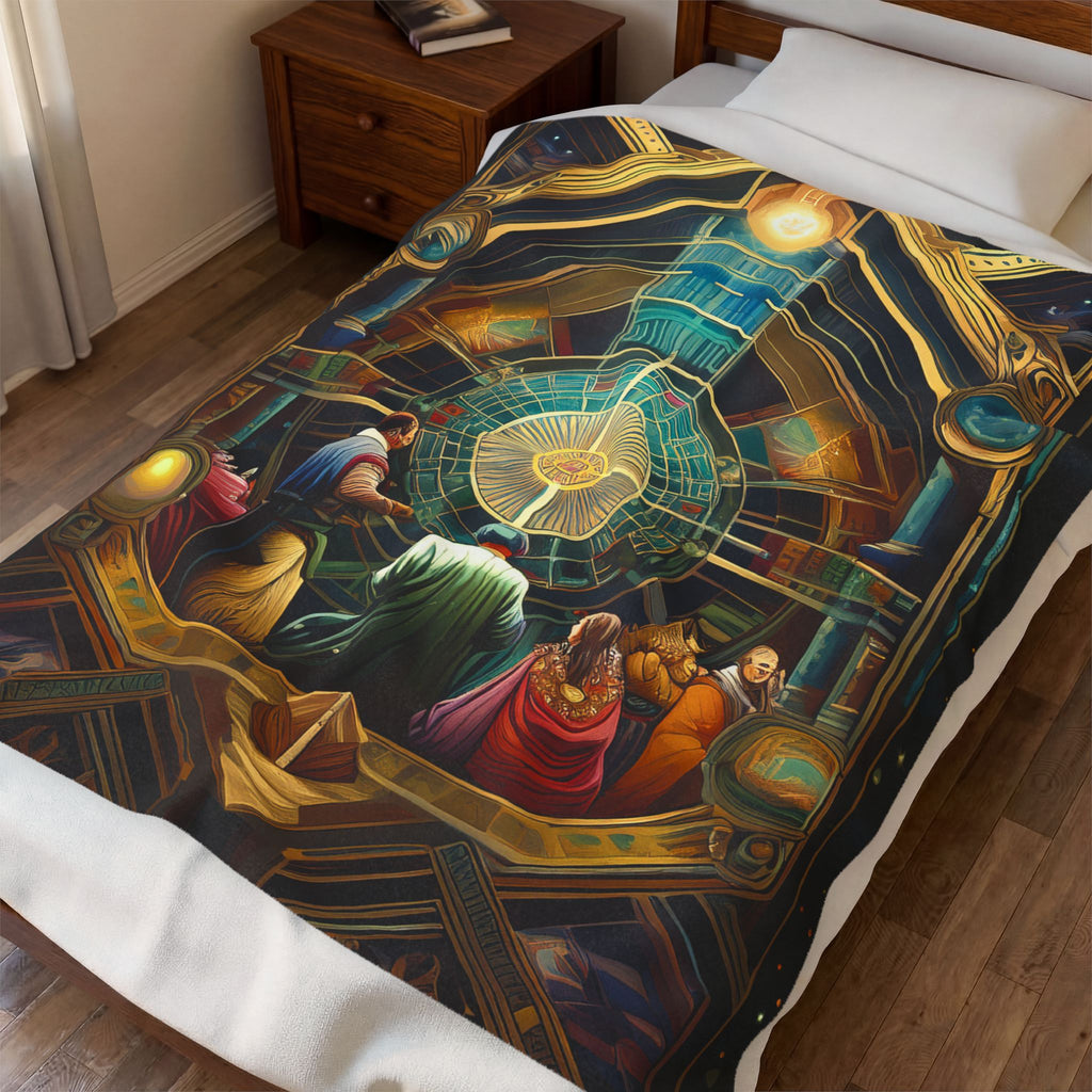 Velveteen Plush Blanket — Mystical Astrarium Tapestry Design