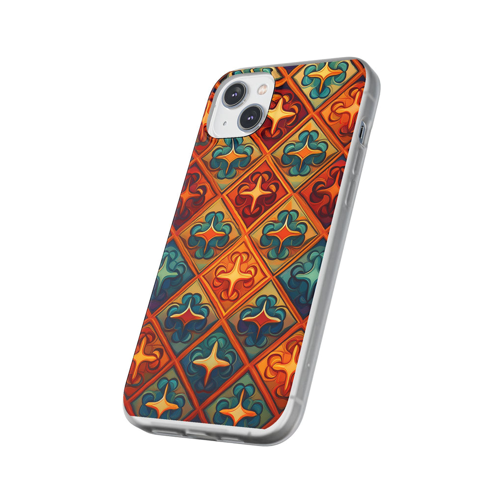 Vintage Tile Pattern Phone Case — Retro Moroccan Geometric Flexi Case