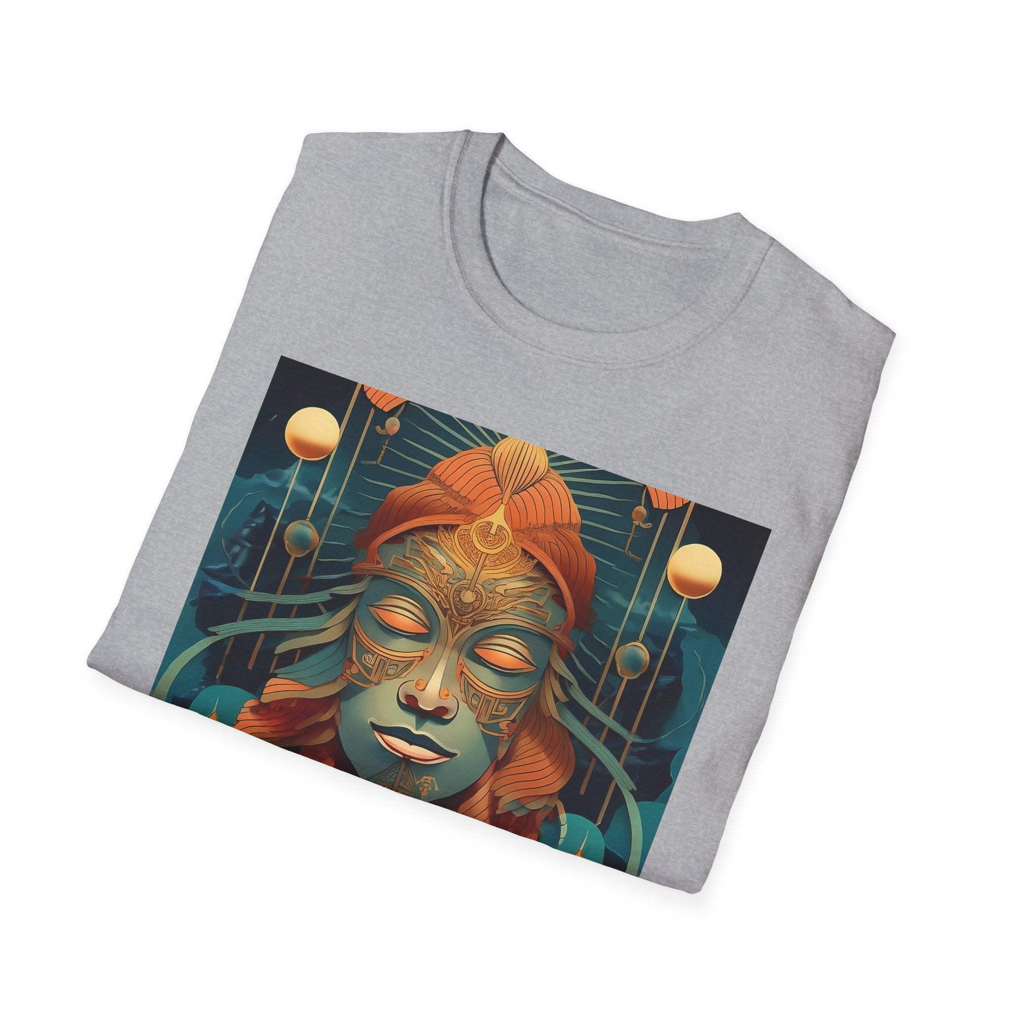 Meditative Goddess T-Shirt — Tranquil Floral Face Art Tee