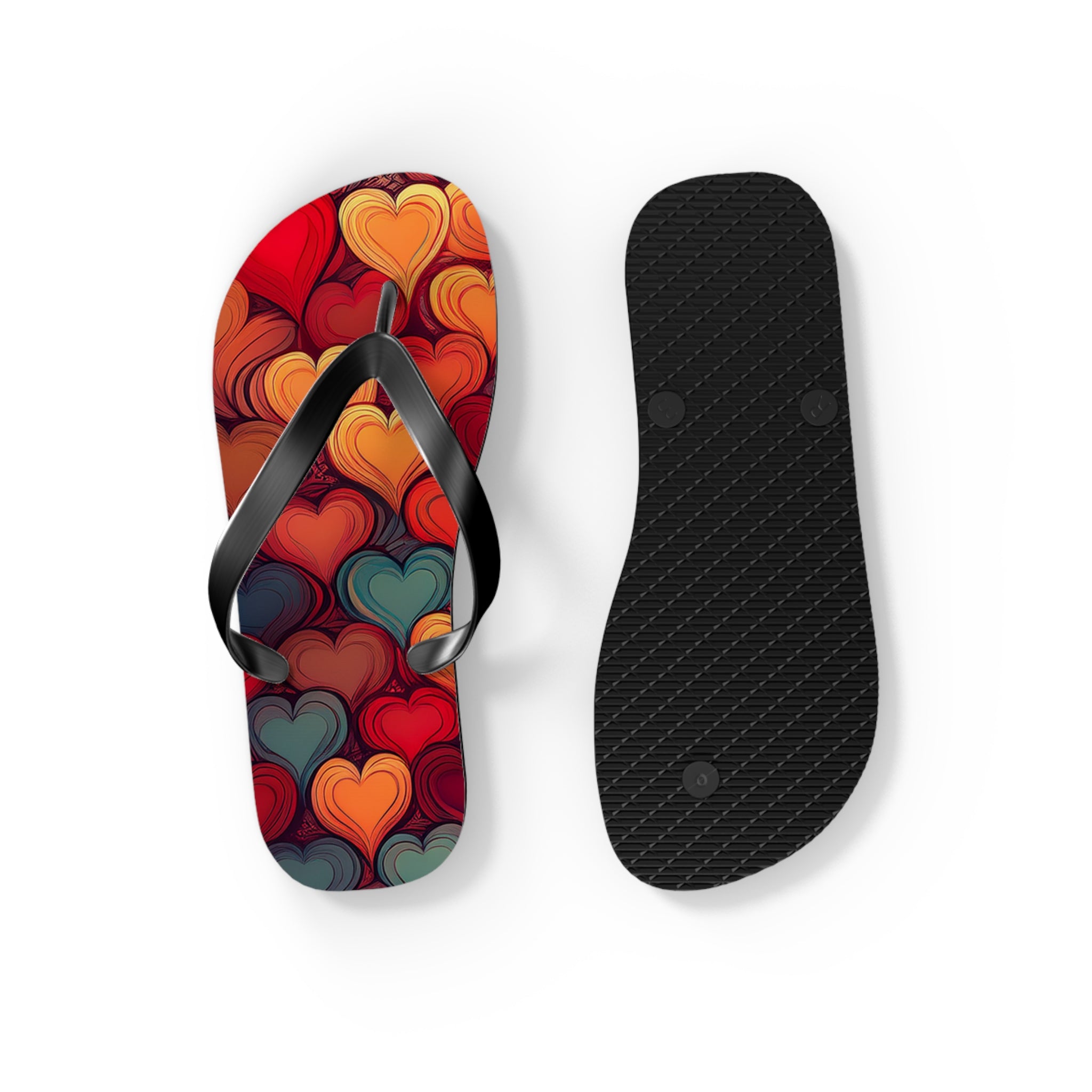 Heart Pattern Flip Flops — Colorful Romantic Summer Sandals
