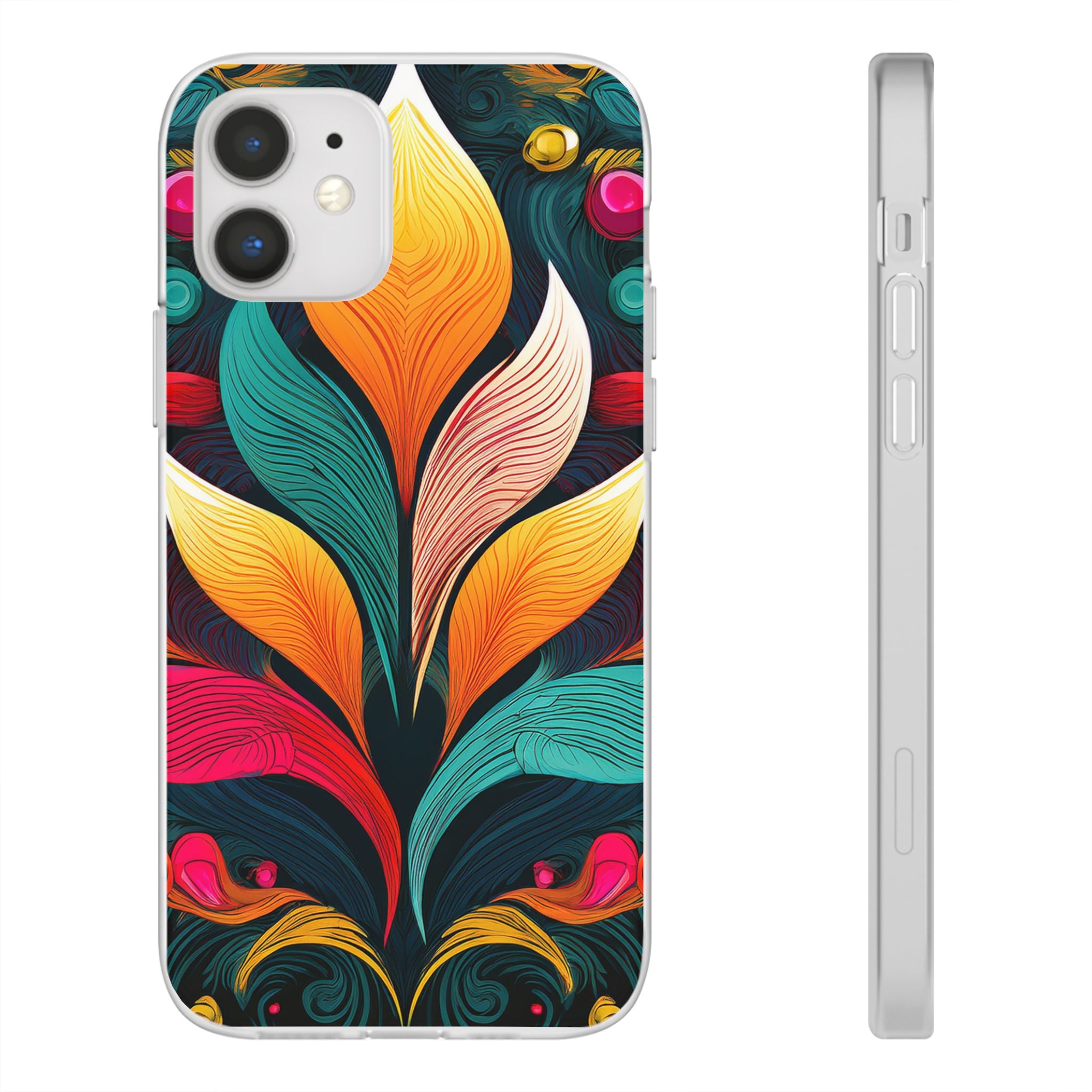 Floral Swirl Phone Case — Vibrant Boho Leaf Art Protective Cover