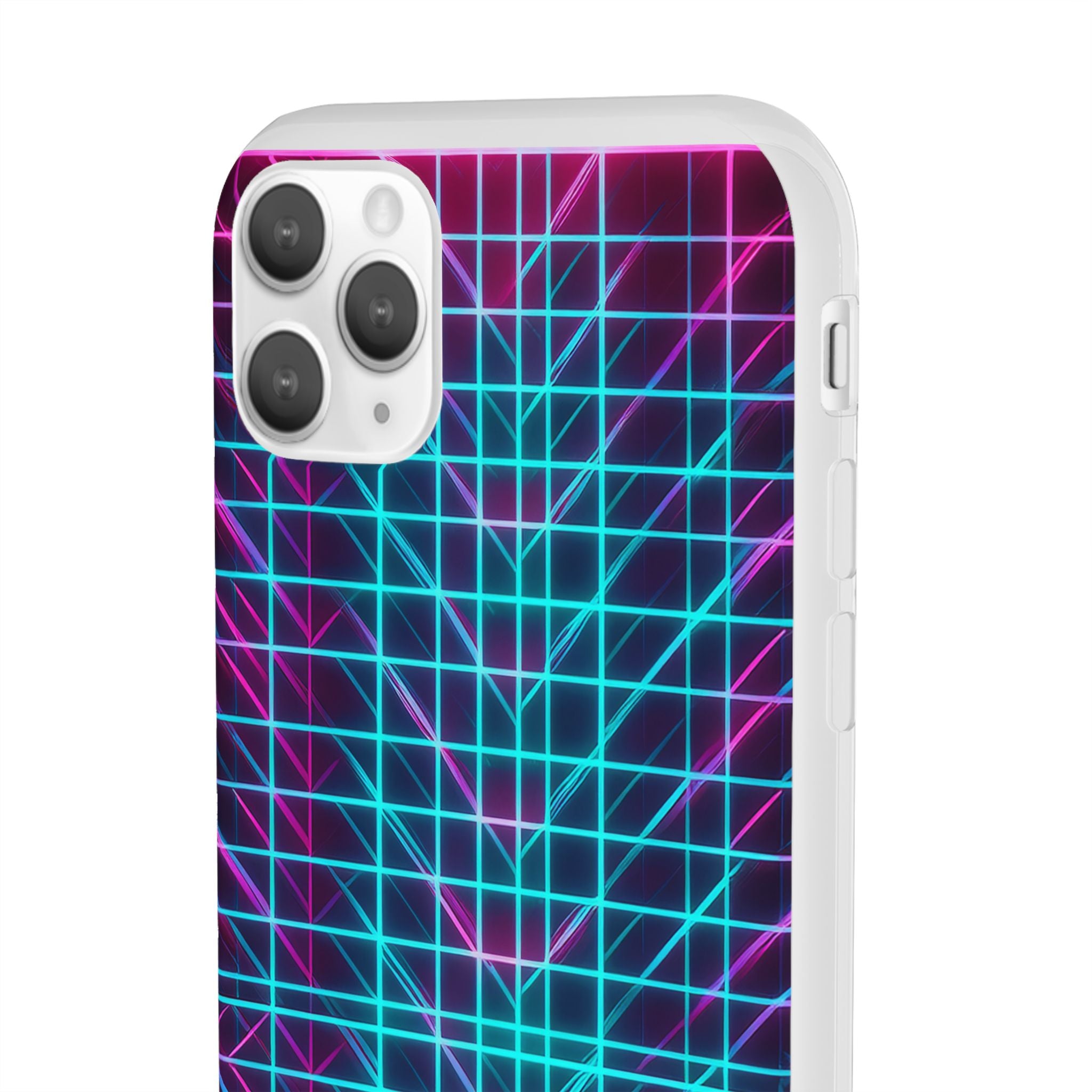 Retro Neon Grid Phone Case – 80s Vaporwave Geometric iPhone Cover