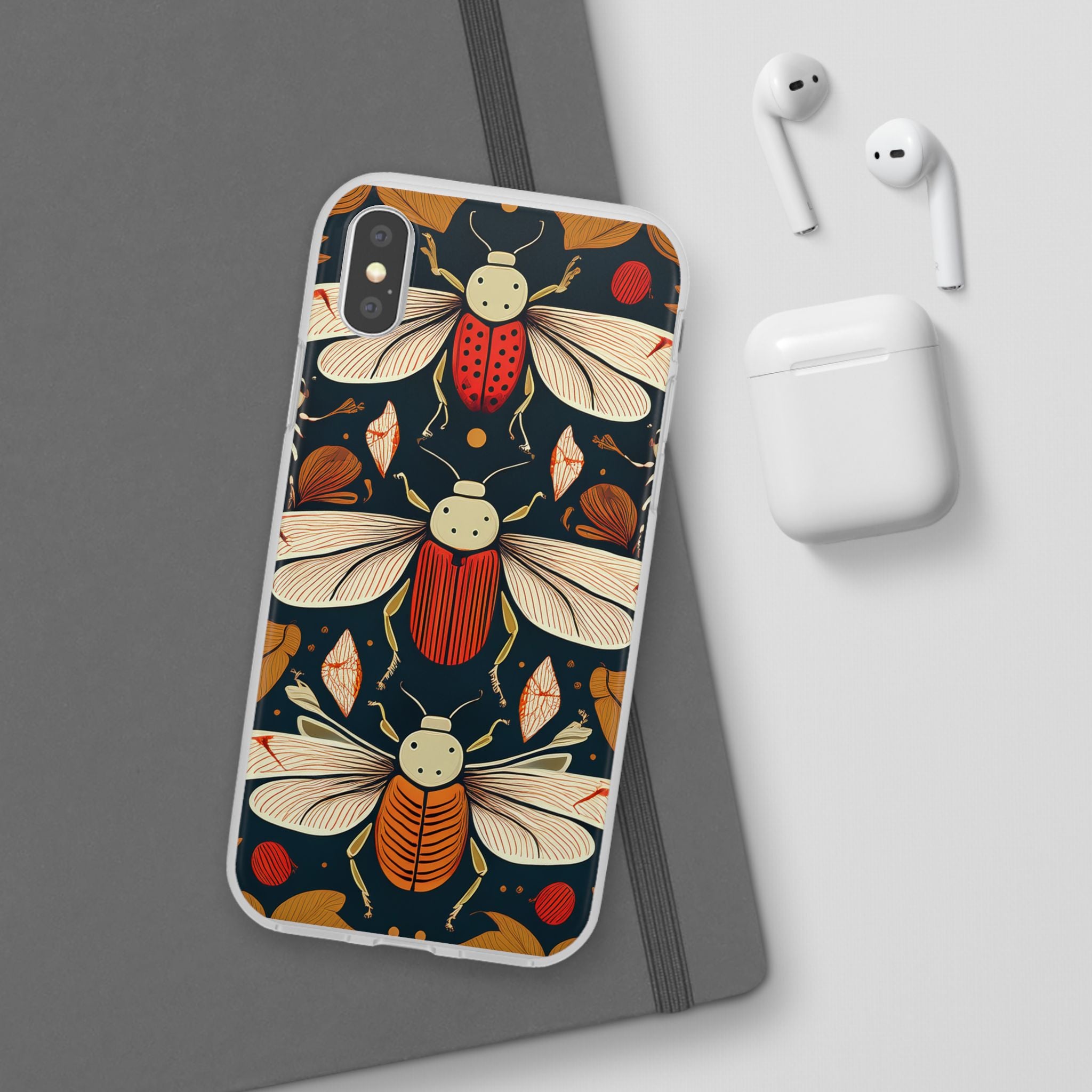 Bug Pattern Phone Case — Vintage Floral Firefly Design