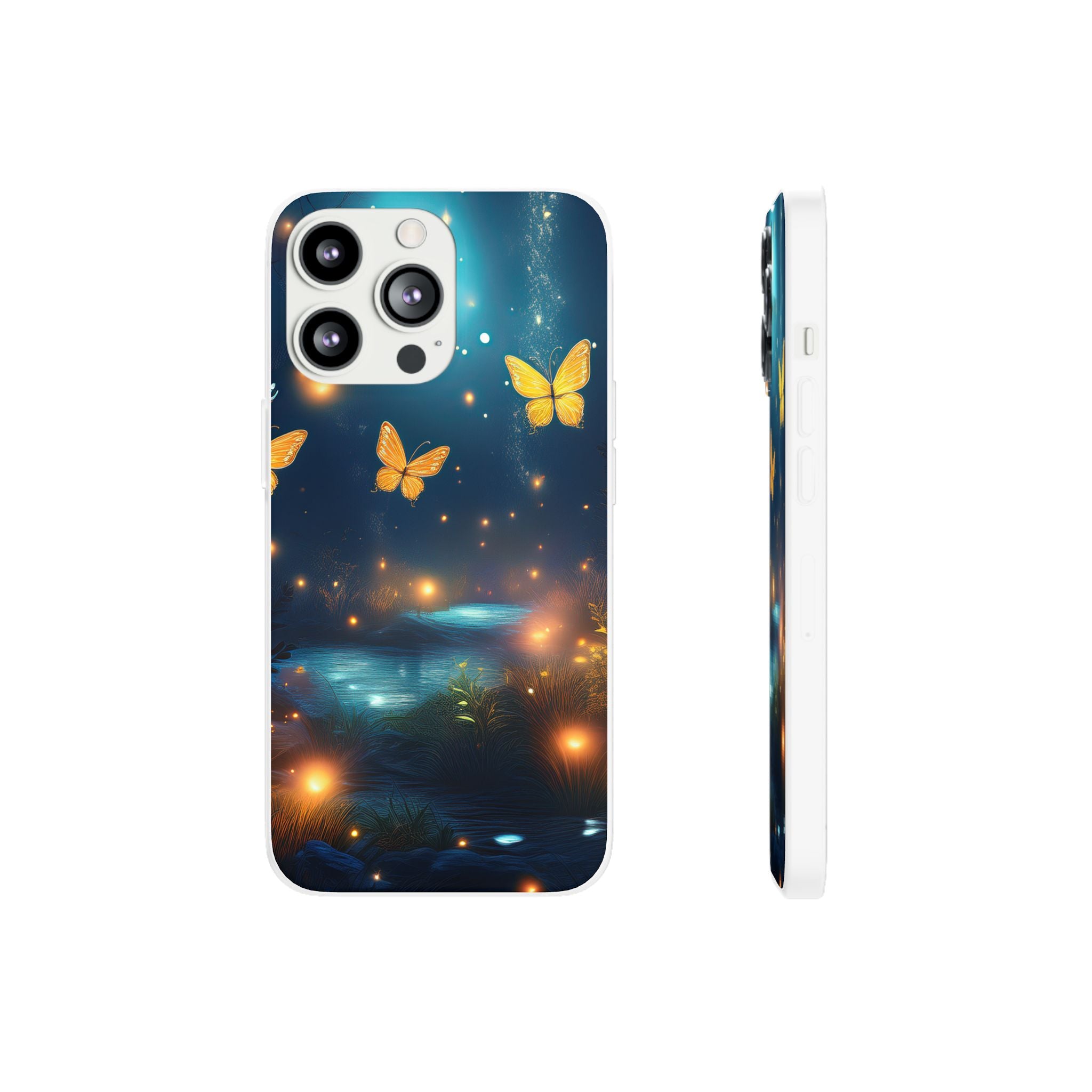 Butterfly Night Sky Phone Case – Glowing Firefly Fantasy for iPhone
