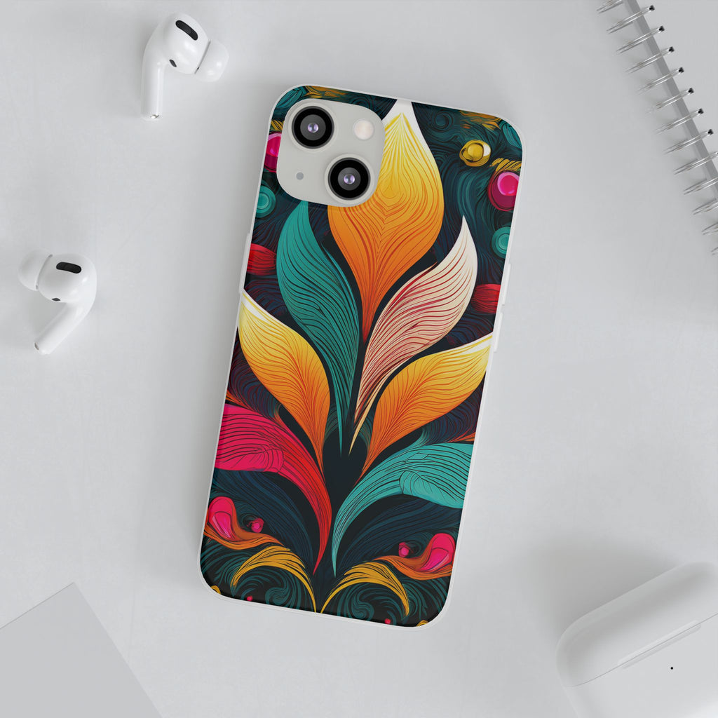 Floral Swirl Phone Case — Vibrant Boho Leaf Art Protective Cover