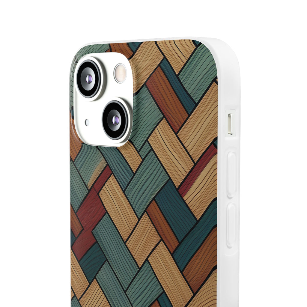 Woven Wood Pattern Phone Case — Rustic Geometric iPhone Flexi Case