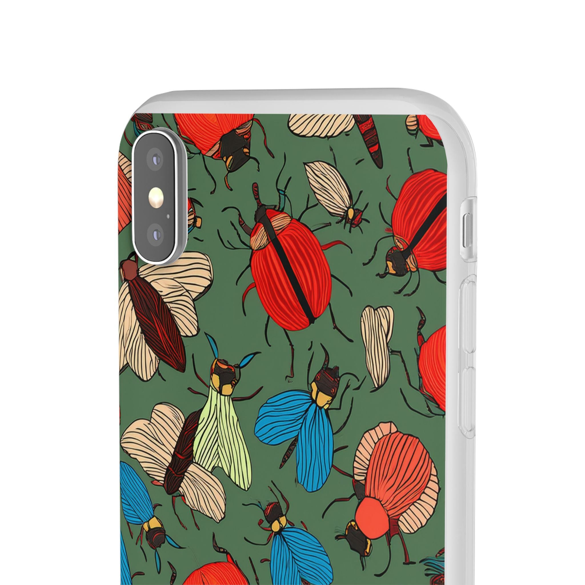 Bug Pattern Phone Case — Colorful Beetles & Flies Design