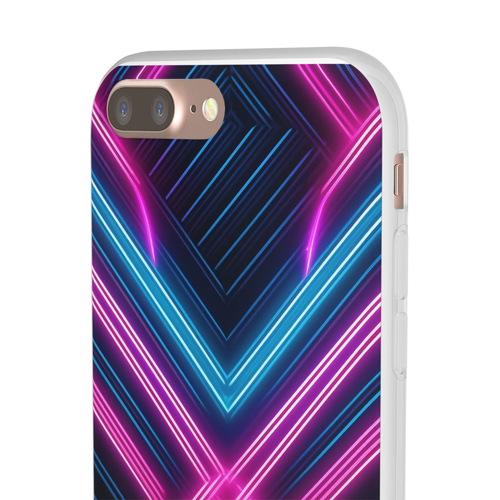 Neon Geometric Phone Case – Retro Vibes Blue & Pink Flexi Case